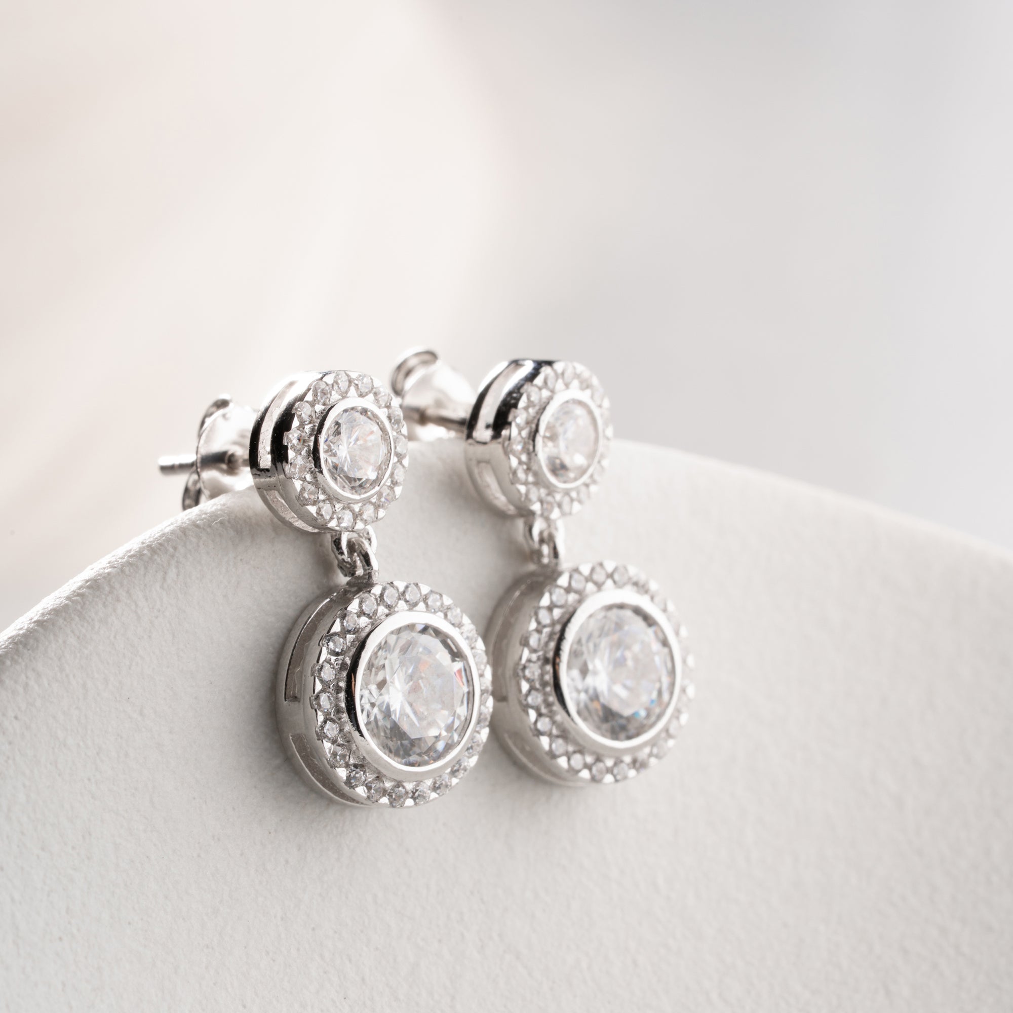 HALO HÄNGEOHRRINGE ZIRKONIA OHRRINGE | 925 SILBER