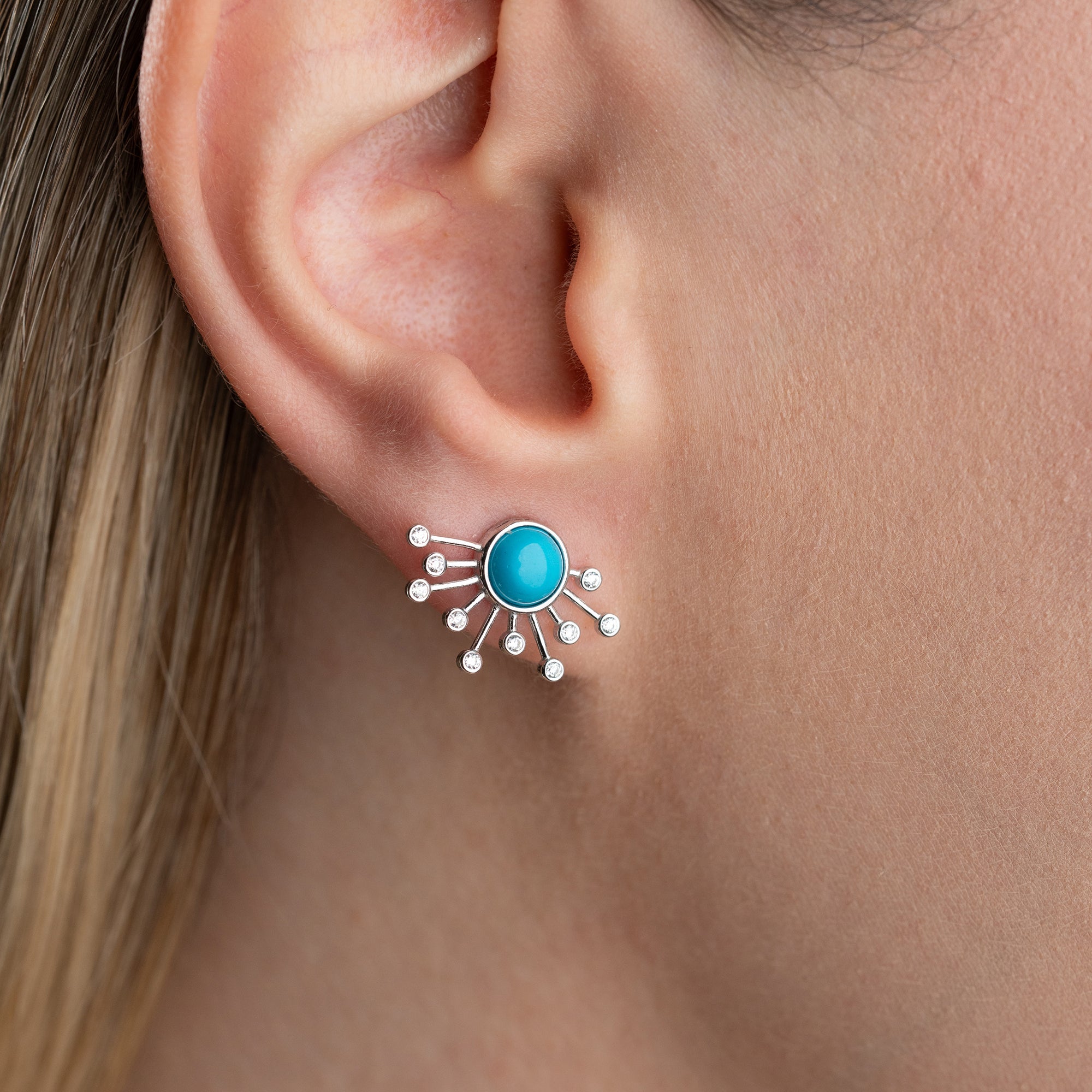 BLAUE EMAILLIERTE KUGEL OHRRINGE | 925 SILBER