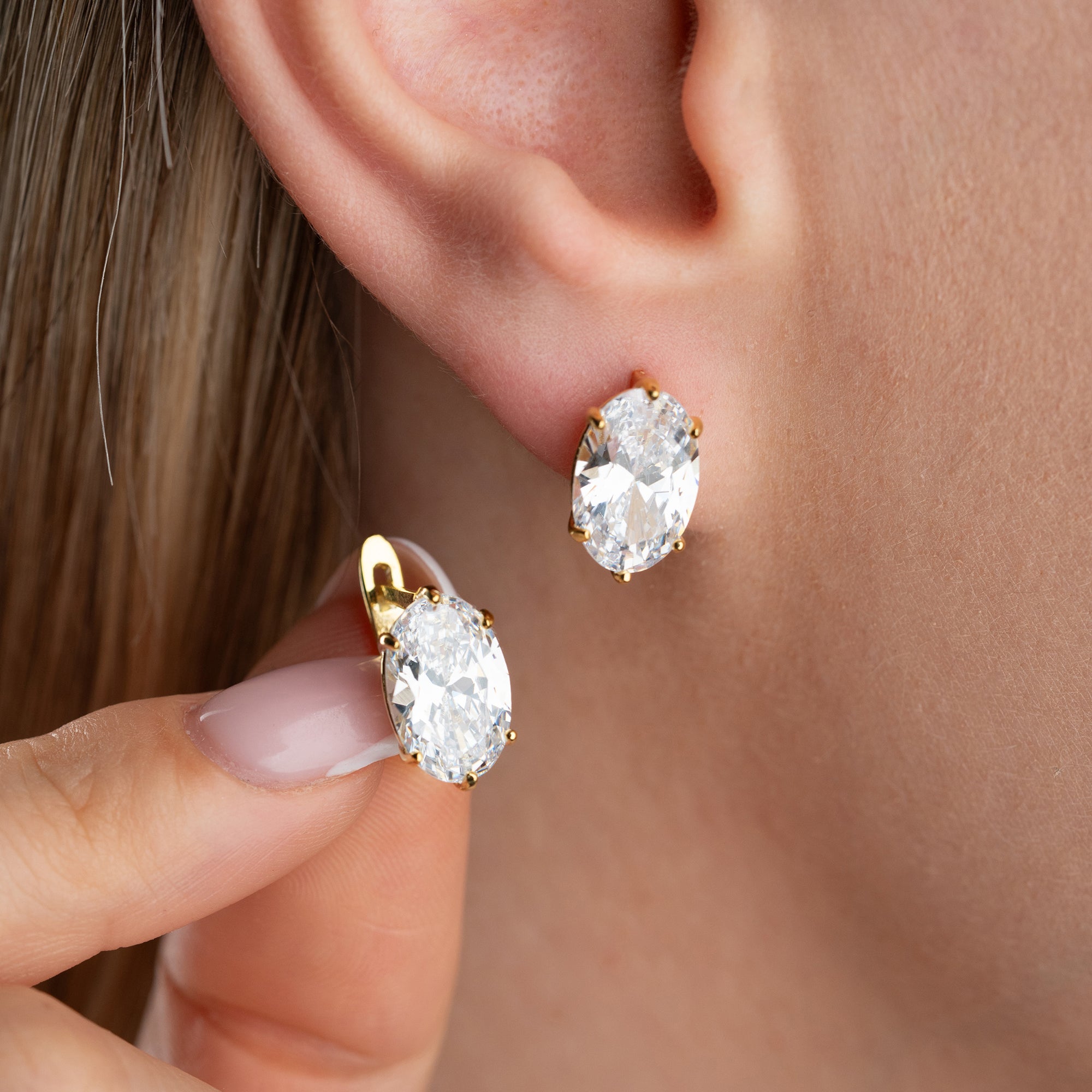 OVALER KRISTALL OHRRINGE | 925 SILBER