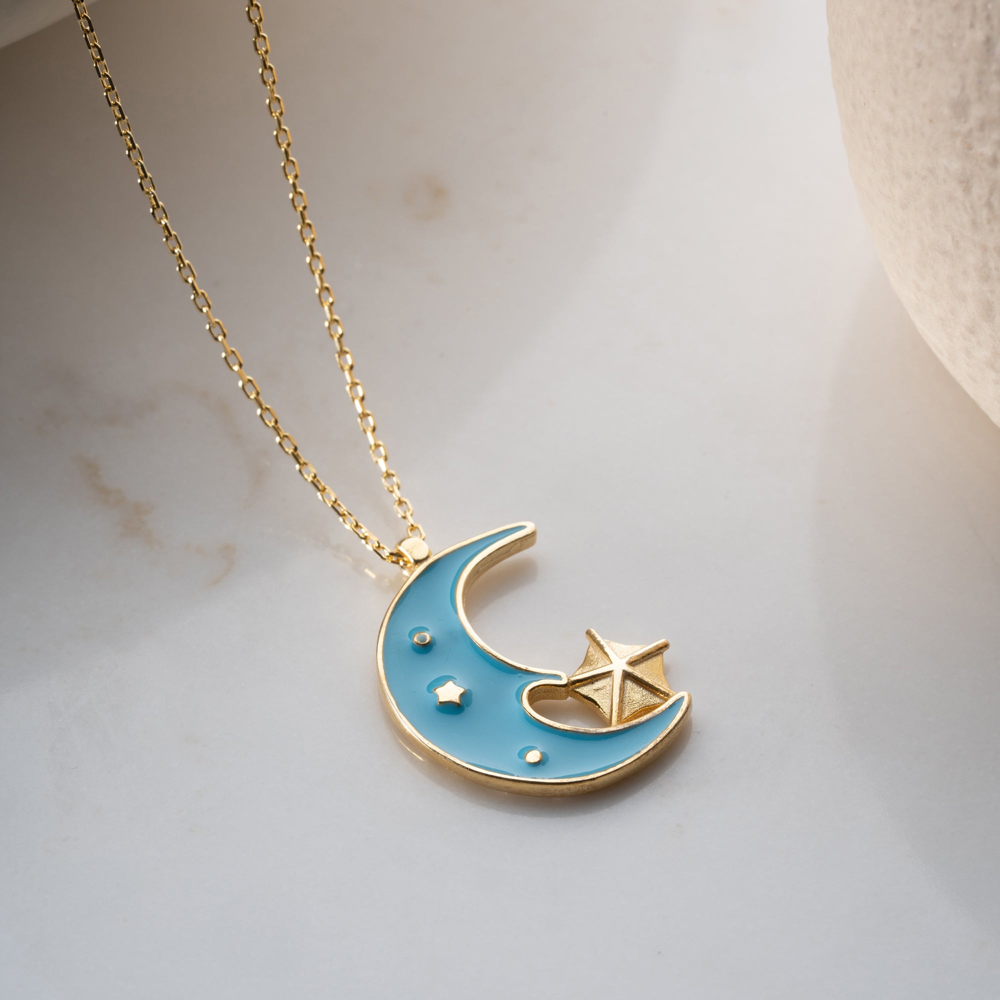 TURKIS MOON HALSKETTE| 925 SILBER