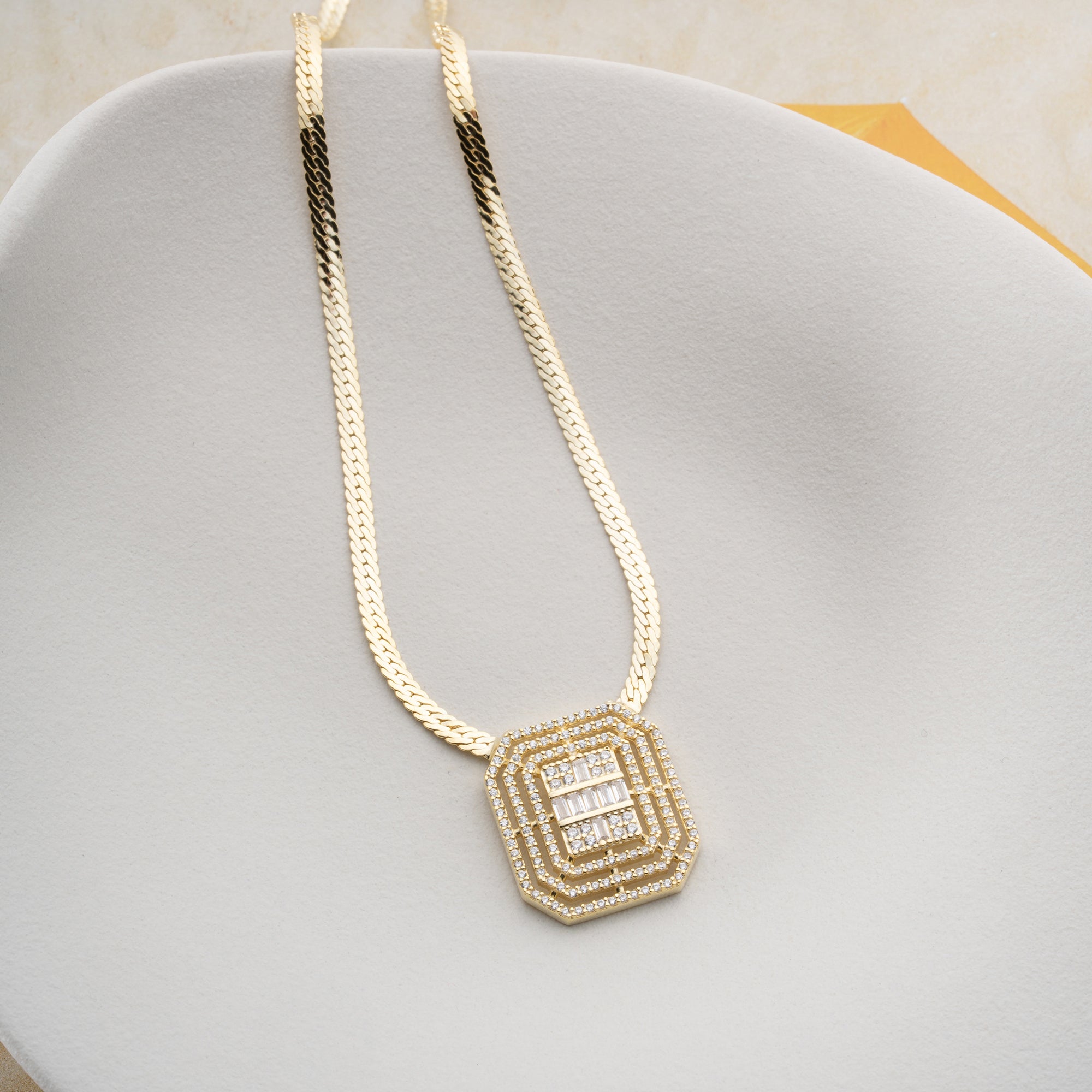 SQUARED BAGUETTE HALSKETTE| 925 SILBER