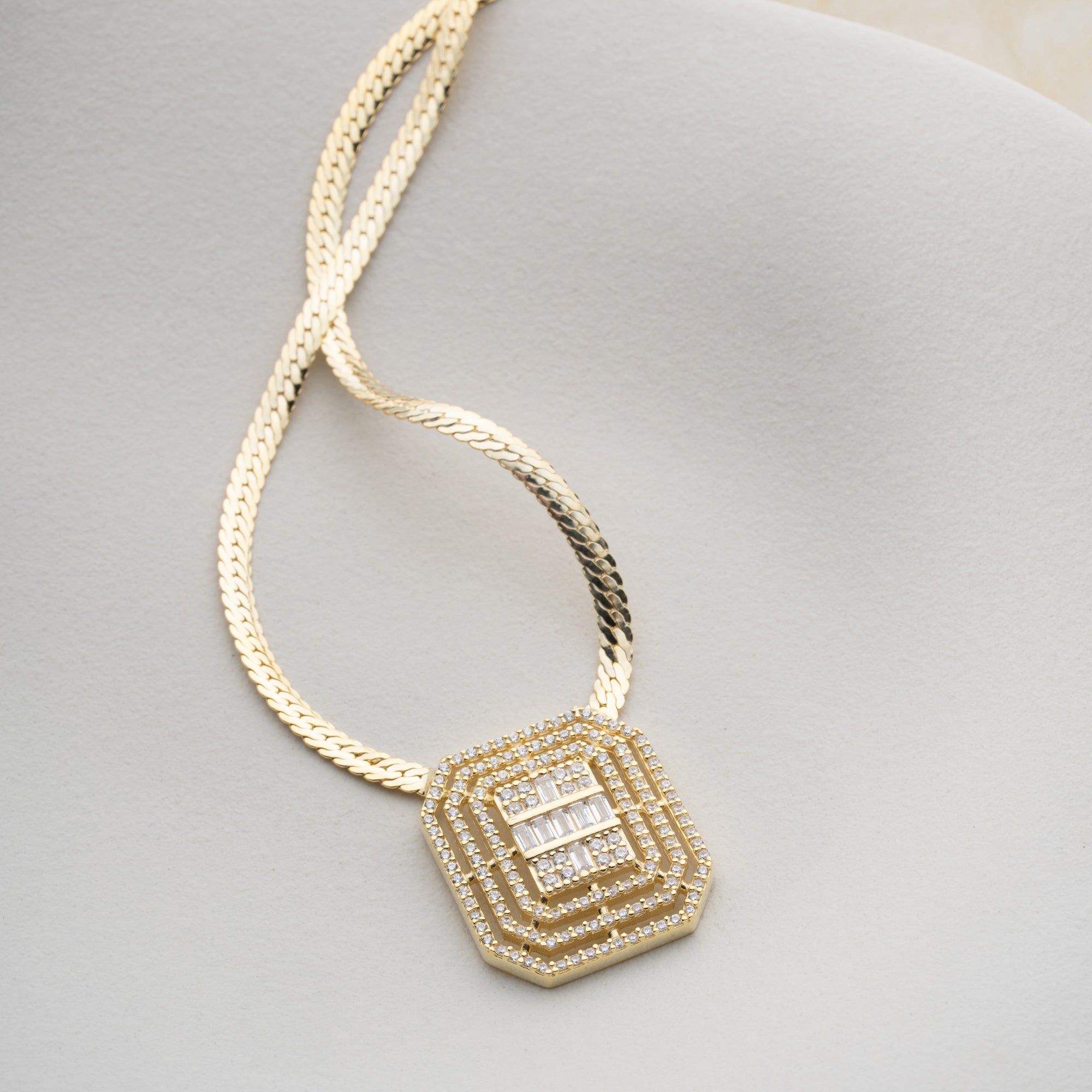 SQUARED BAGUETTE HALSKETTE| 925 SILBER