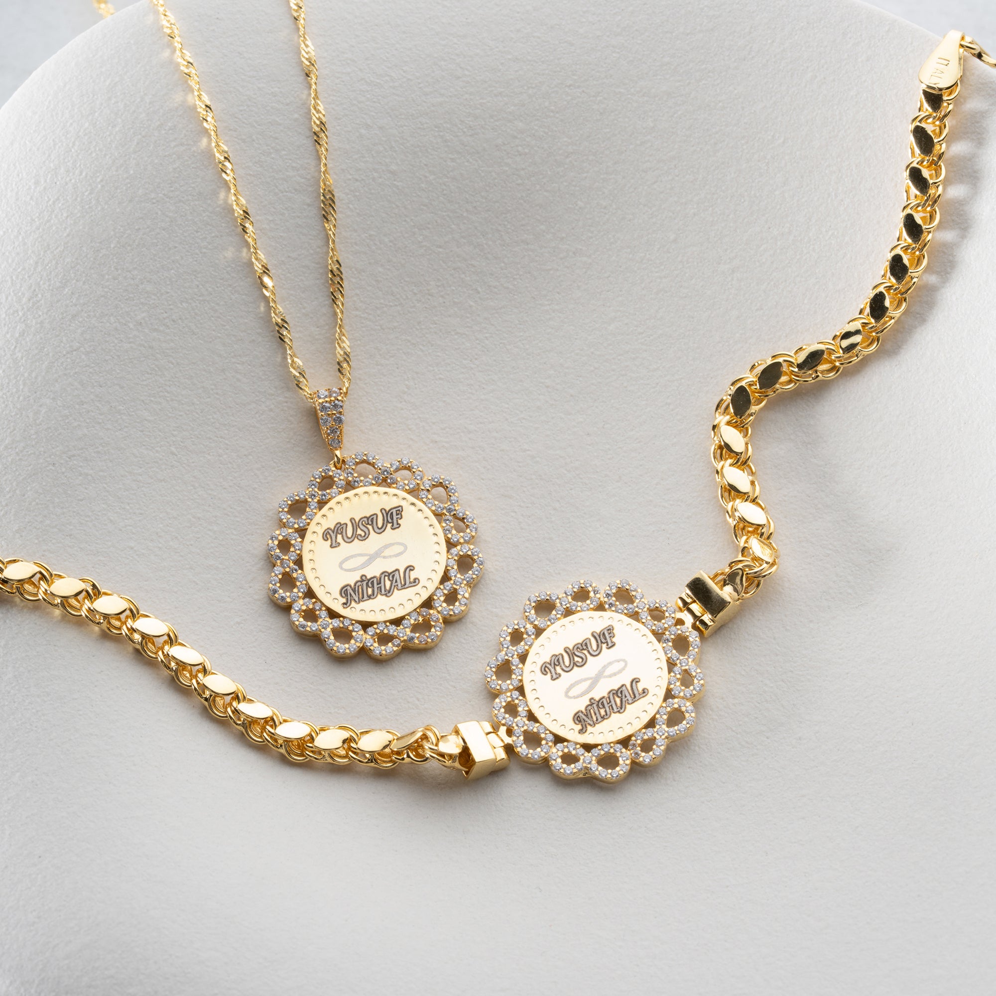 WAVE GRAVUR HALSKETTE | ARMBAND SET | 925 SILBER