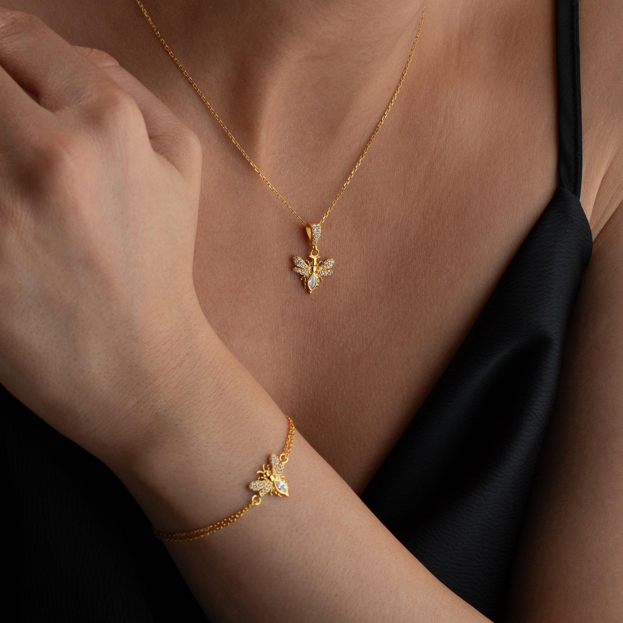 BEE HALSKETTE | ARMBAND | OHRRING SET | 925 SILBER