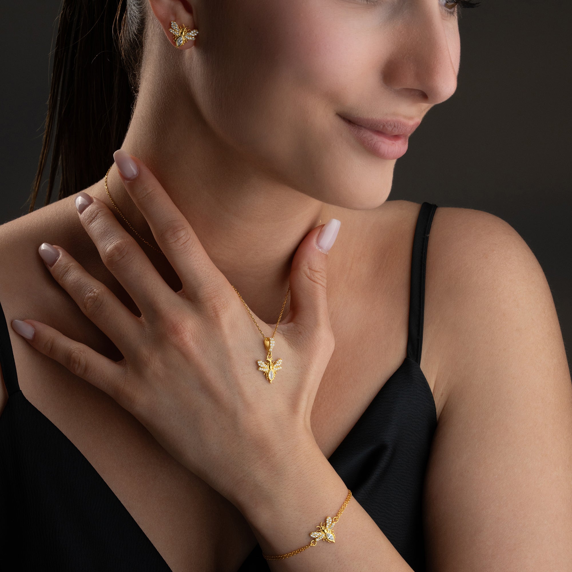 BEE HALSKETTE | ARMBAND | OHRRING SET | 925 SILBER