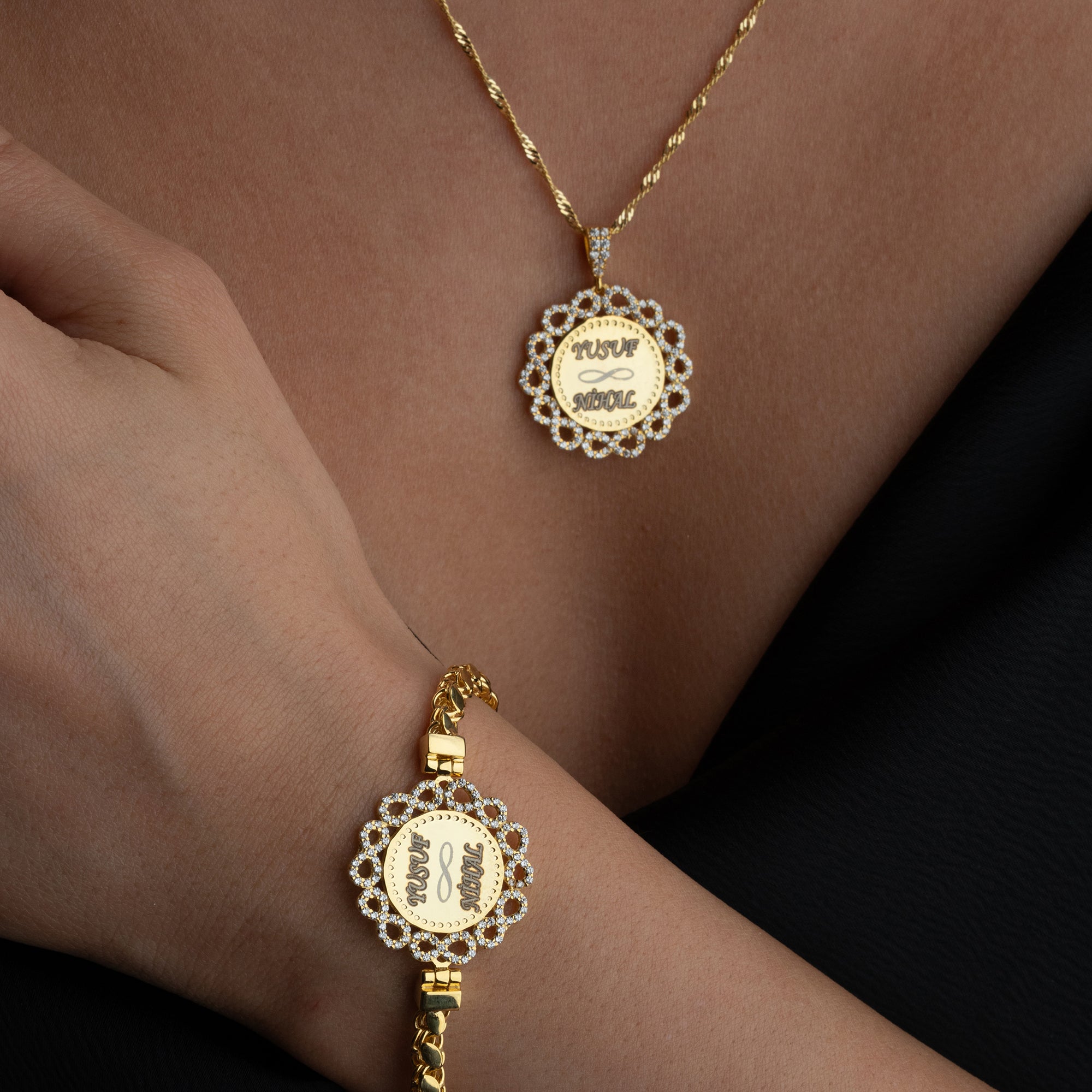 WAVE GRAVUR HALSKETTE | ARMBAND SET | 925 SILBER