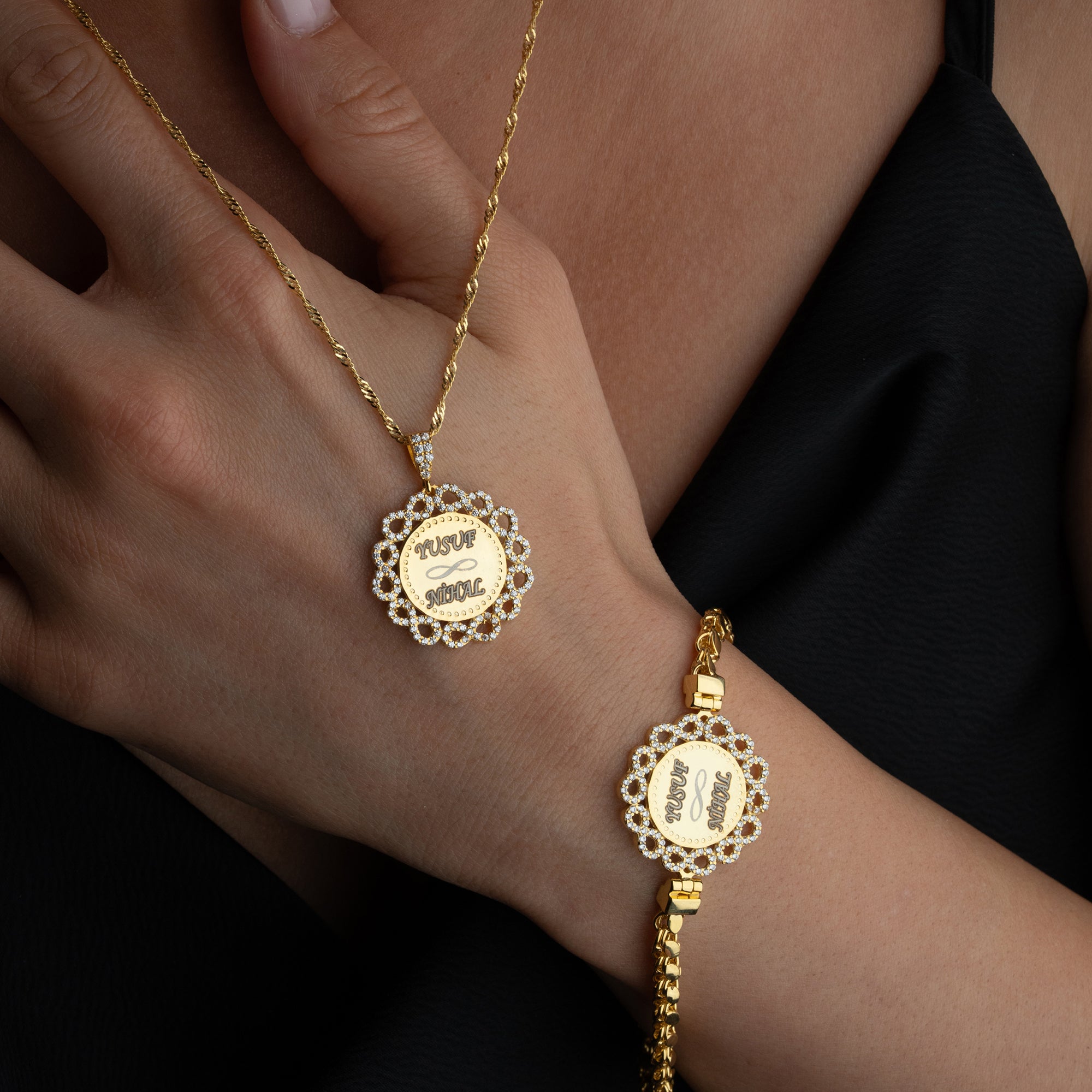 WAVE GRAVUR HALSKETTE | ARMBAND SET | 925 SILBER