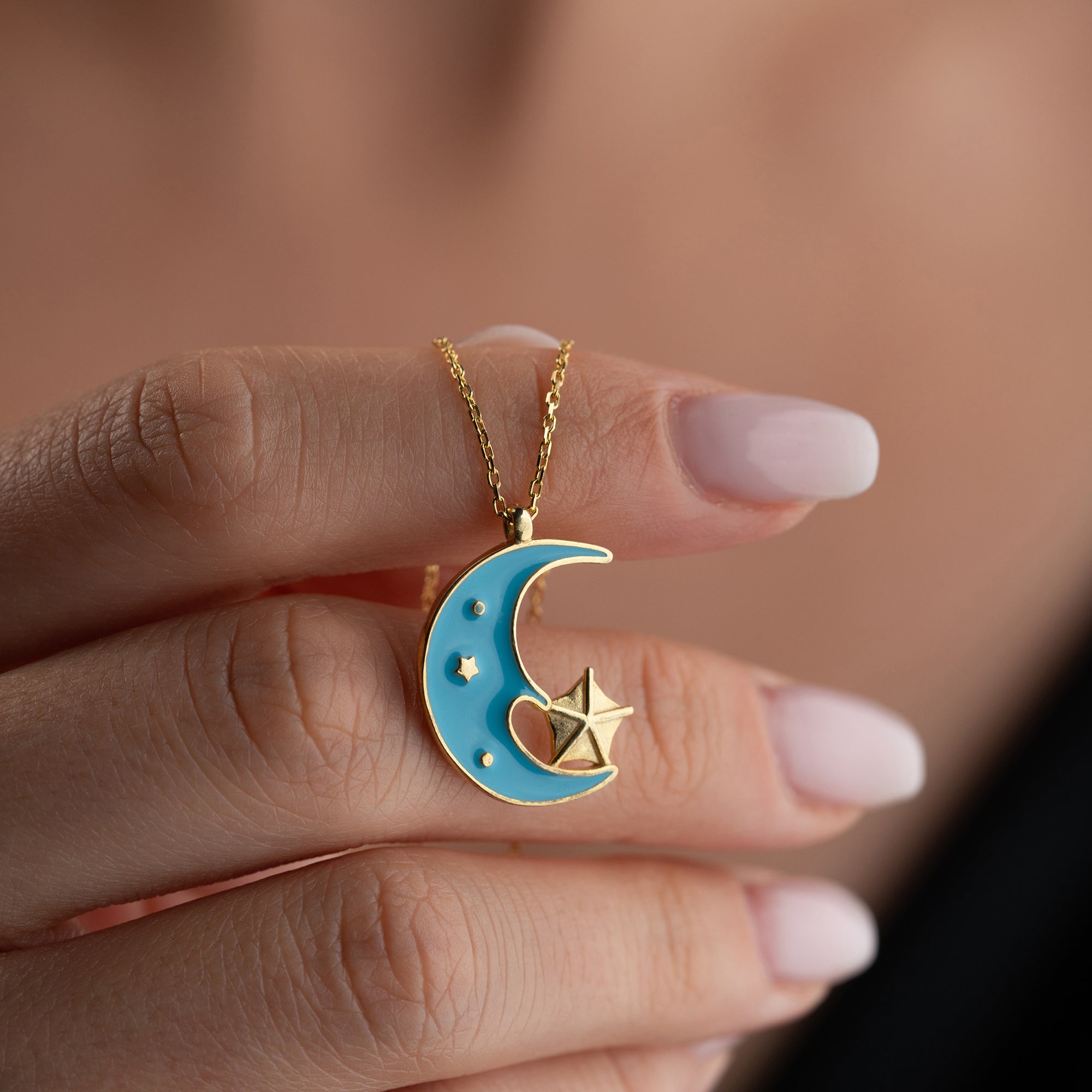 TURKIS MOON HALSKETTE| 925 SILBER