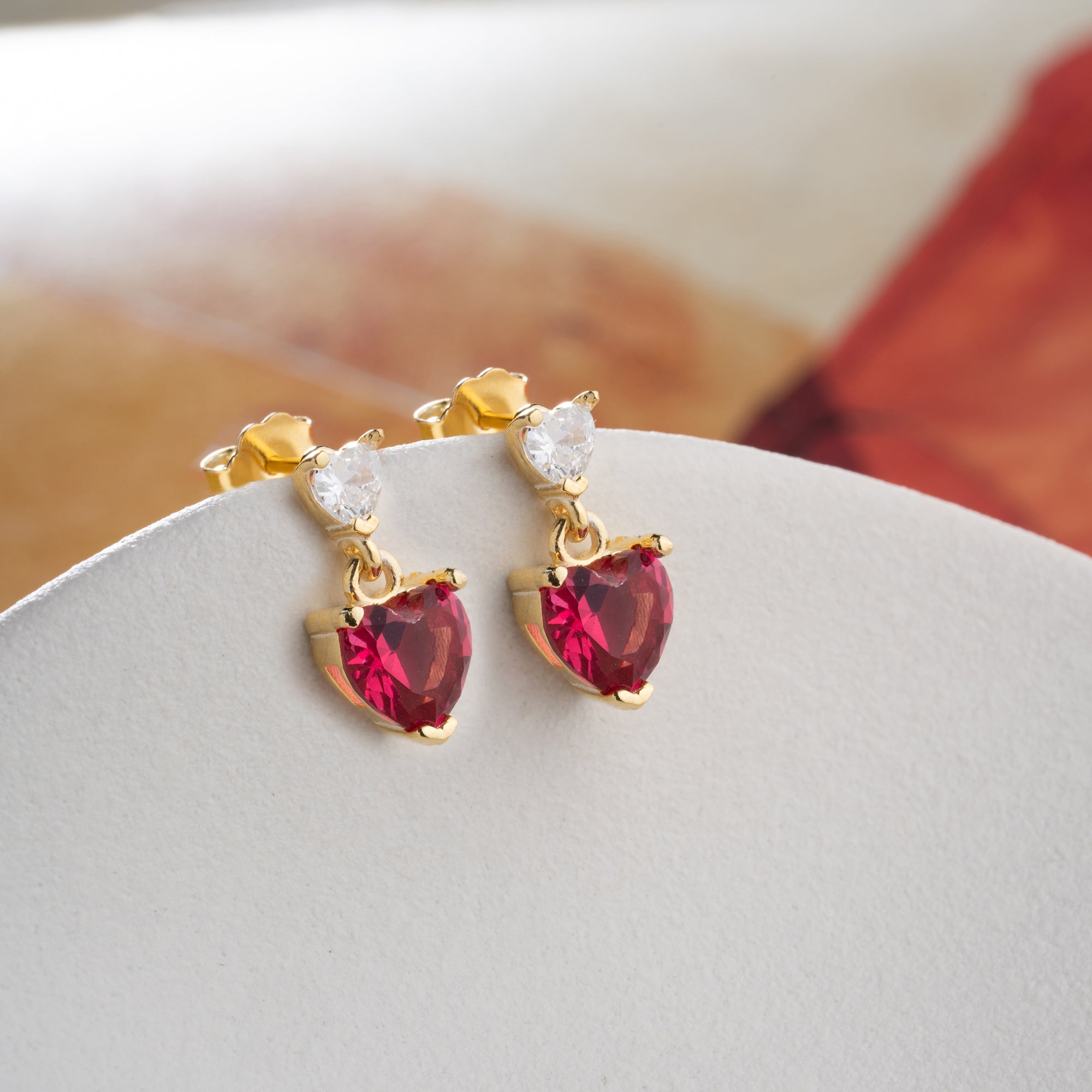 MINI RED HEART OHRRINGE | 925 SILBER