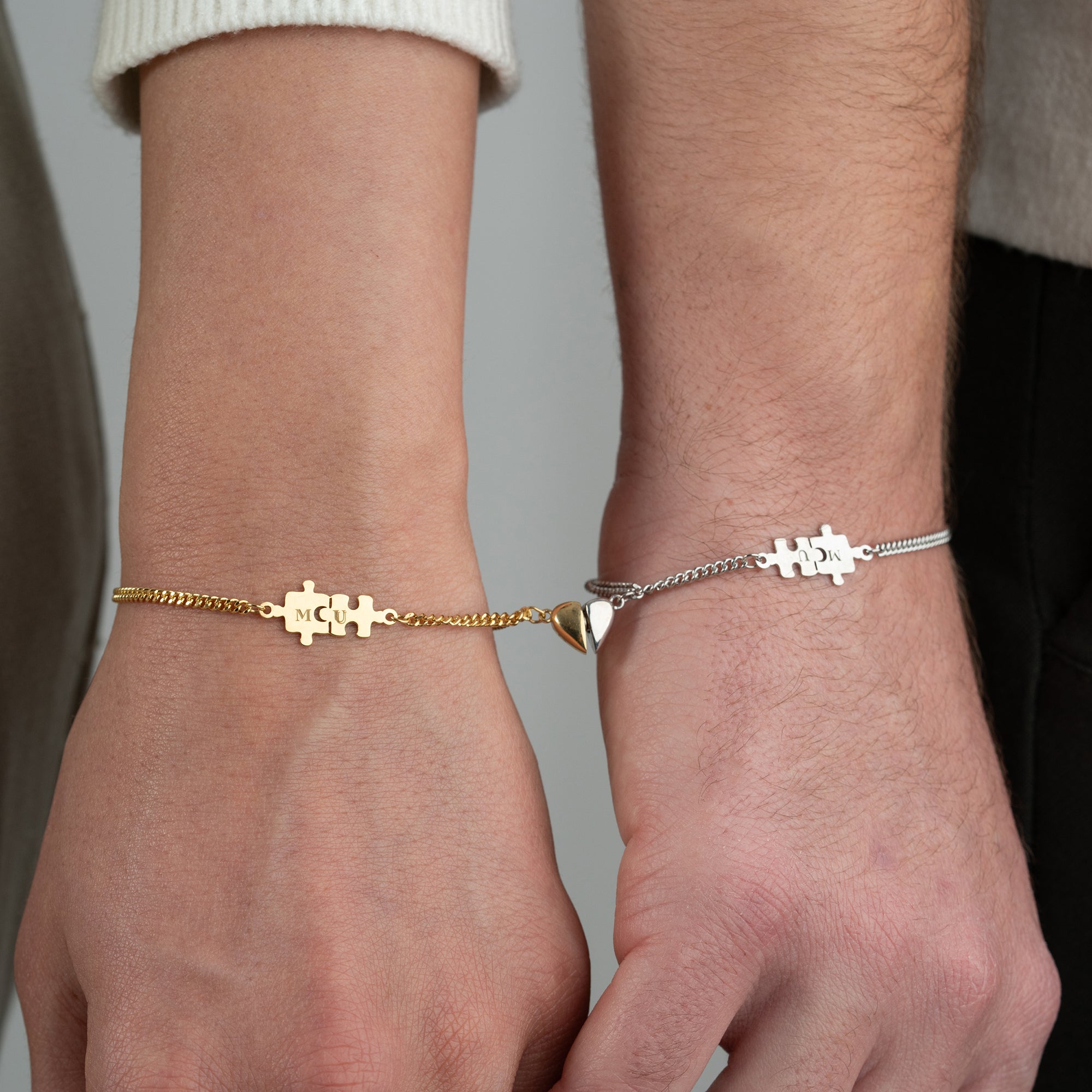 PUZZLE HERZ PARTNERARMBAND | 925 SILBER