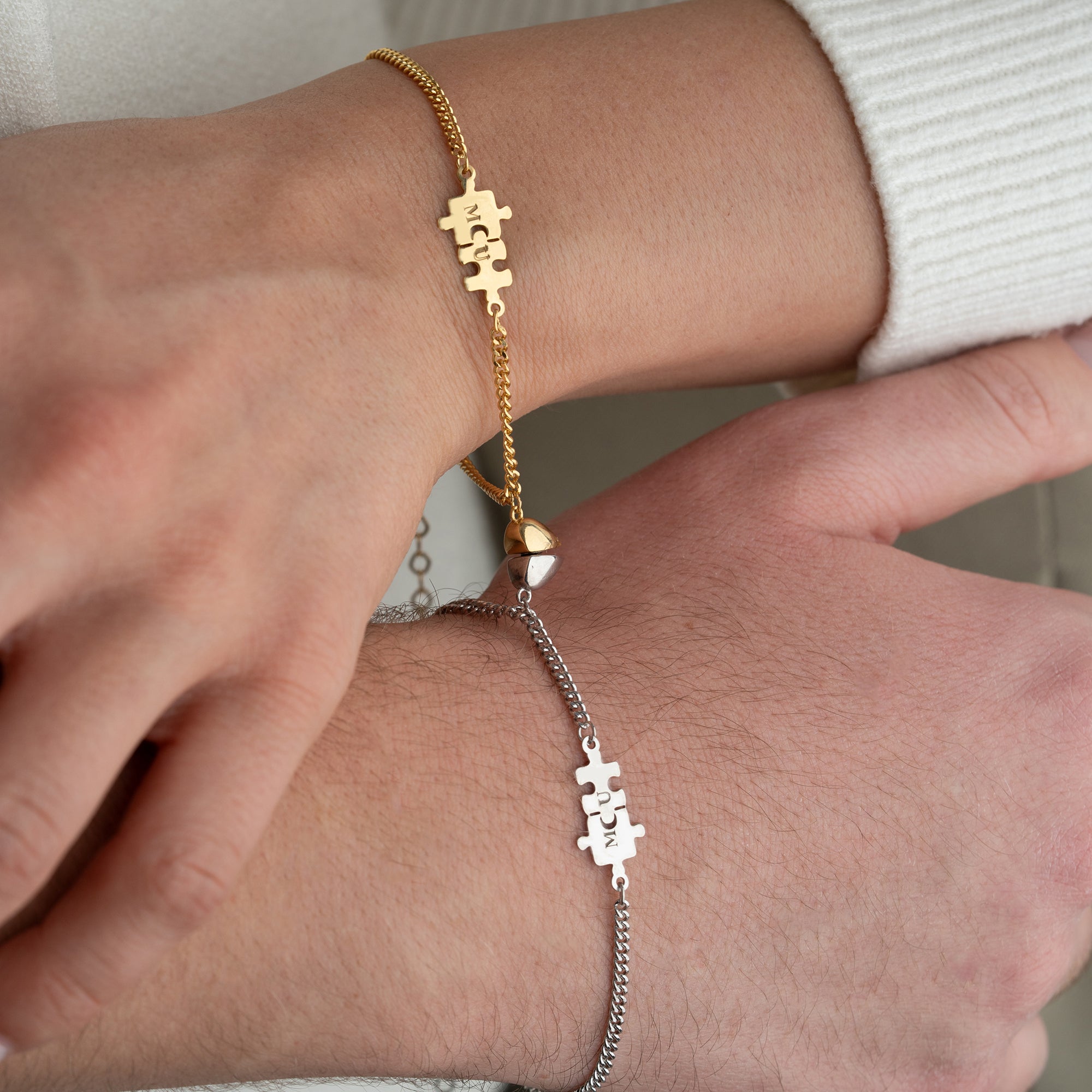 PUZZLE HERZ PARTNERARMBAND | 925 SILBER