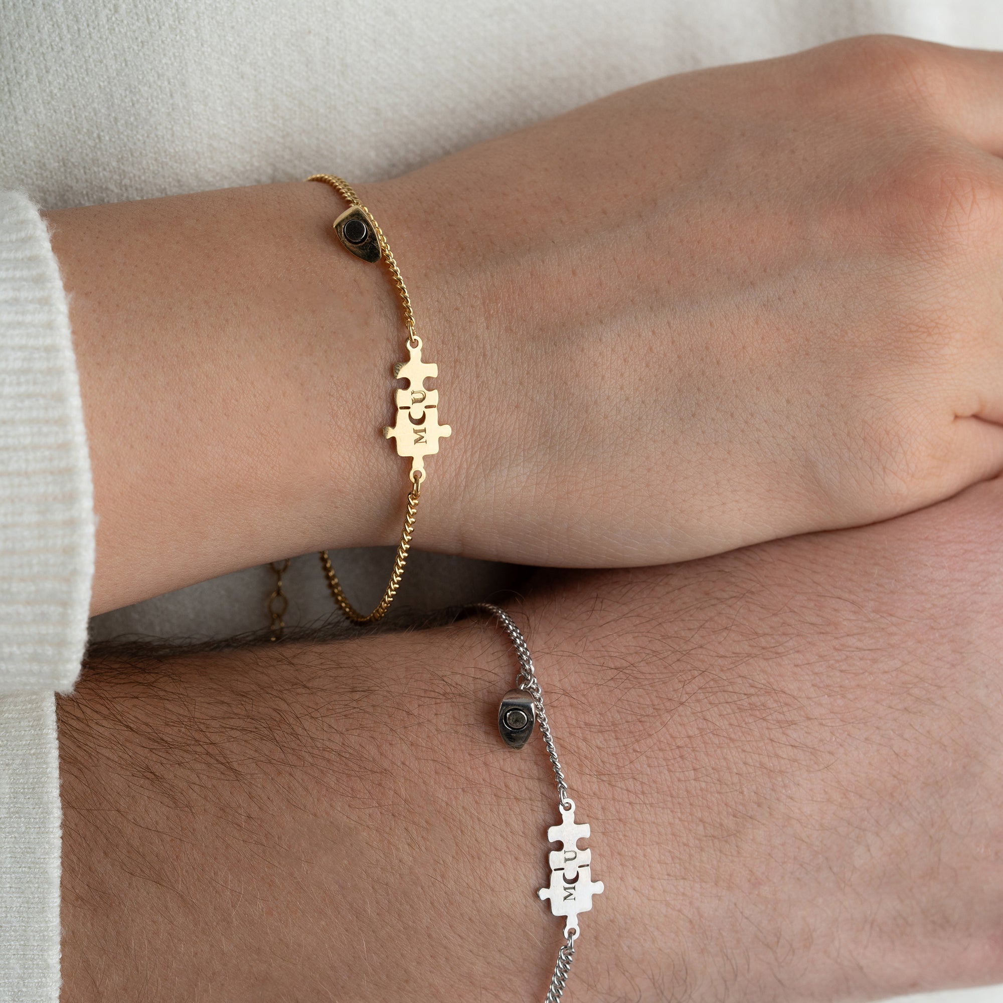 PUZZLE HERZ PARTNERARMBAND | 925 SILBER