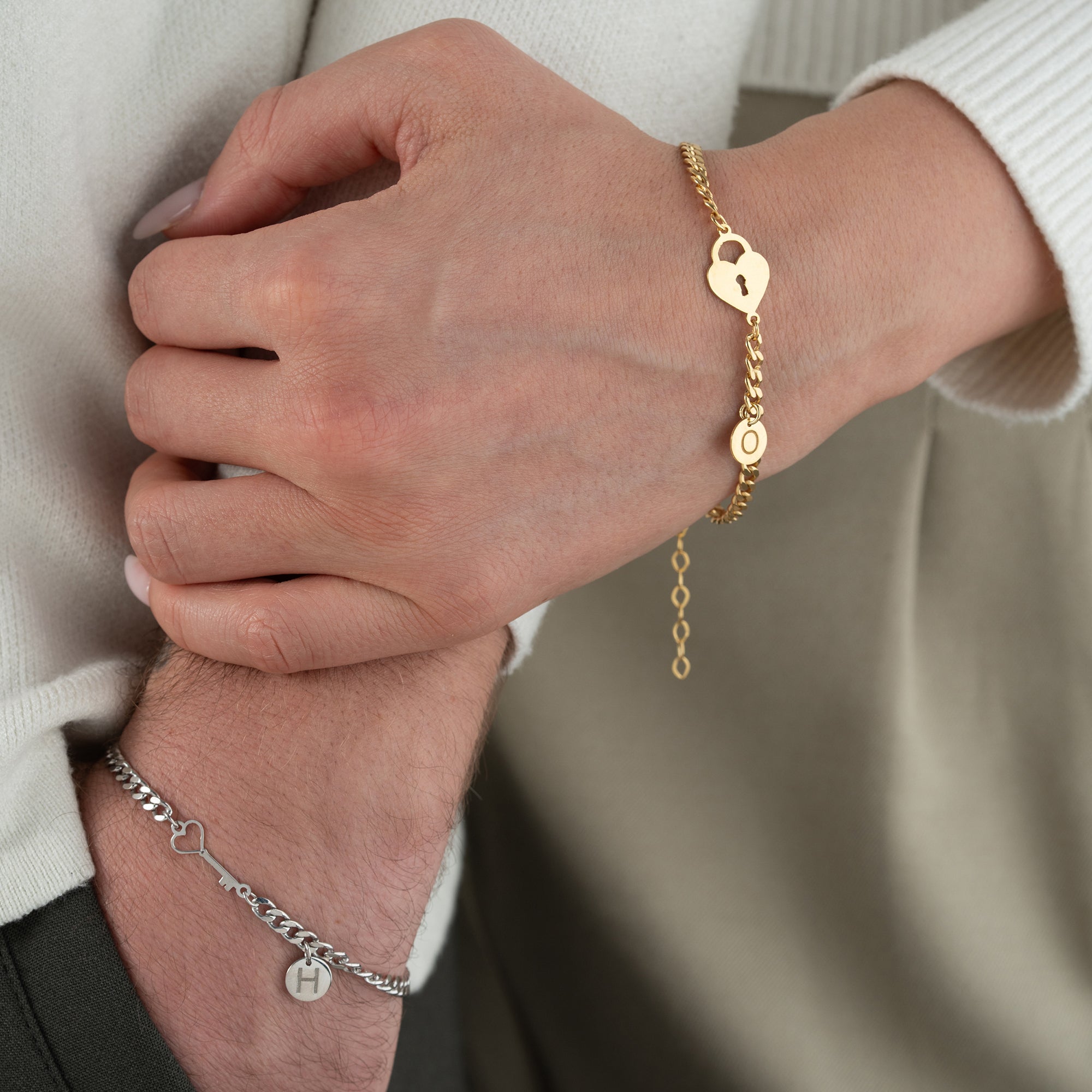 SCHLOSS BUCHSTABEN PARTNERARMBAND | 925 SILBER