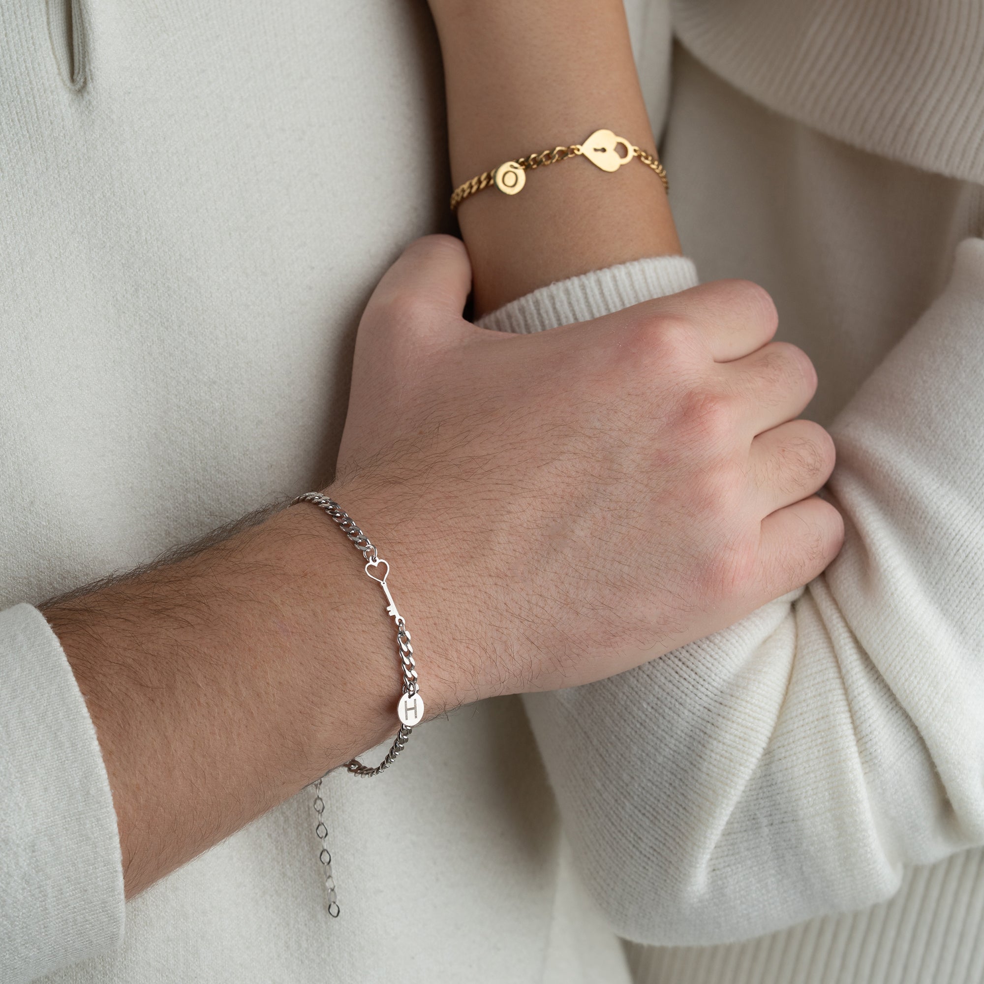 SCHLOSS BUCHSTABEN PARTNERARMBAND | 925 SILBER