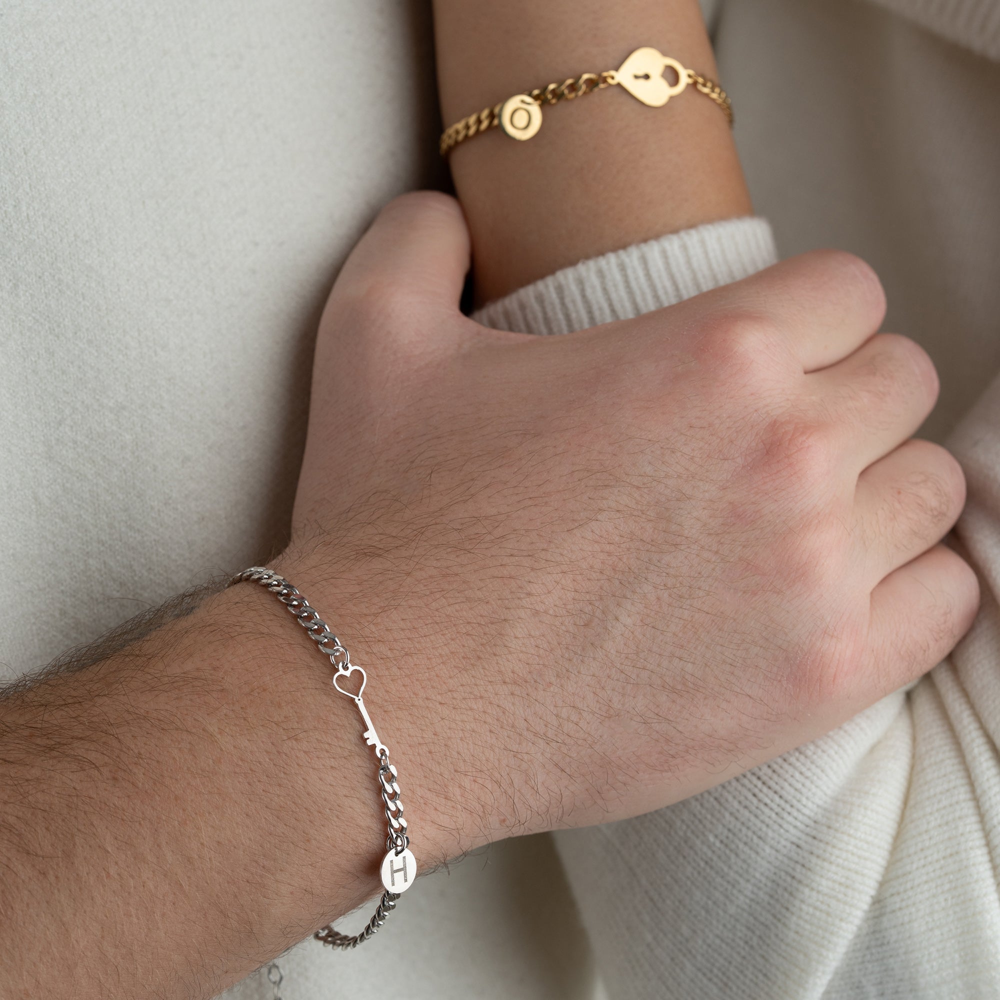 SCHLOSS BUCHSTABEN PARTNERARMBAND | 925 SILBER