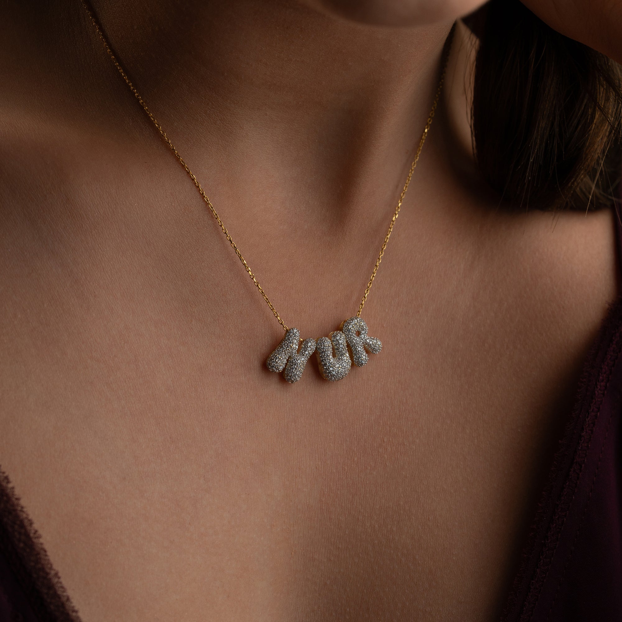 Bubble Zirconia Name Necklace | 925 Silver 