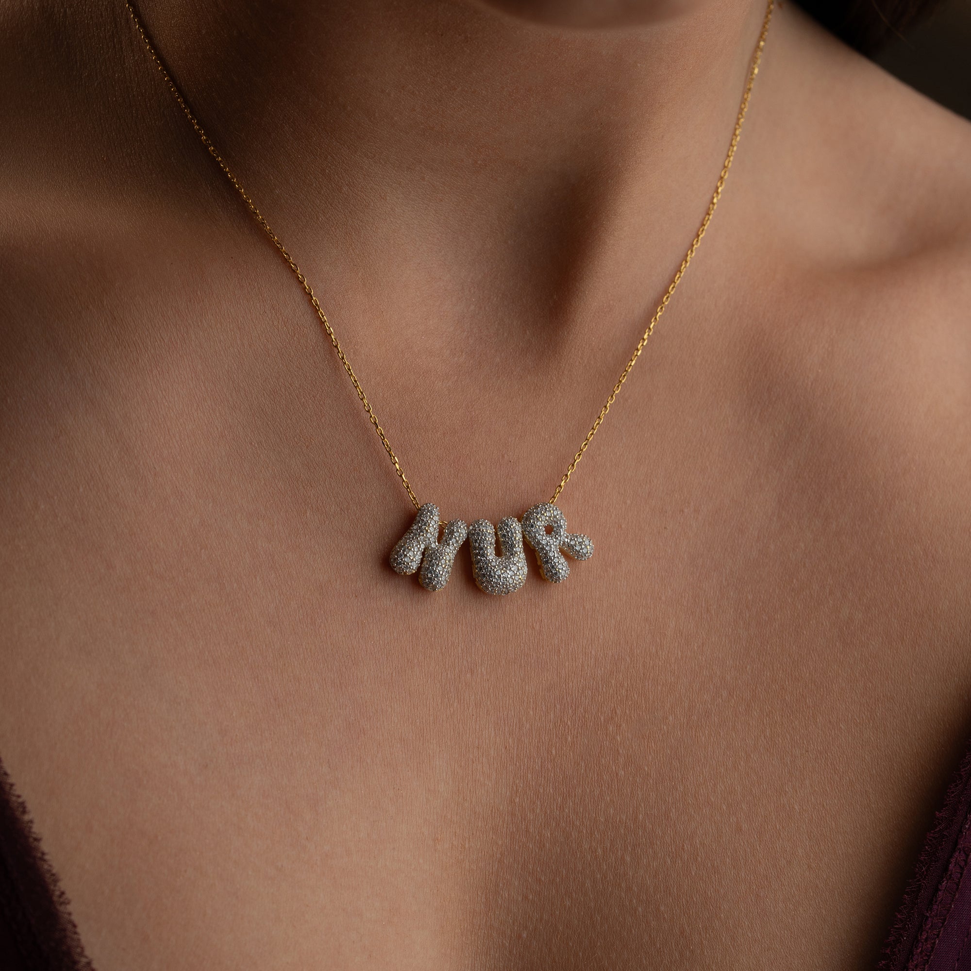 Bubble Zirconia Name Necklace | 925 Silver 