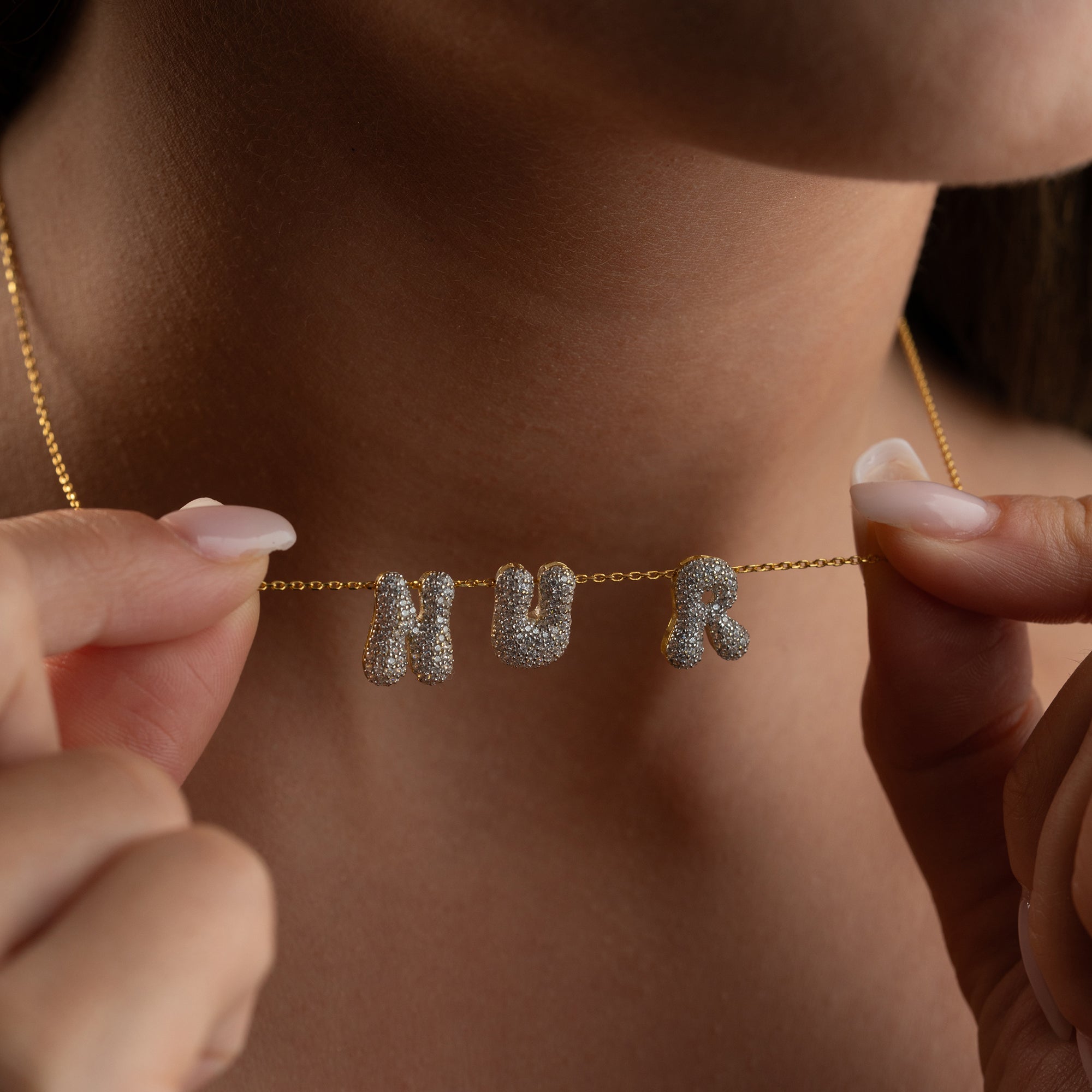 Bubble Zirconia Name Necklace | 925 Silver 