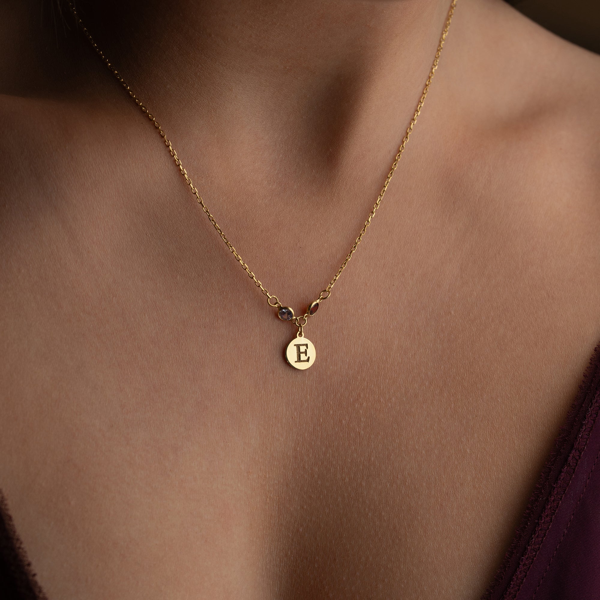 GEBURTSSTEIN PLÄTTCHEN HALSKETTE| 925 SILBER