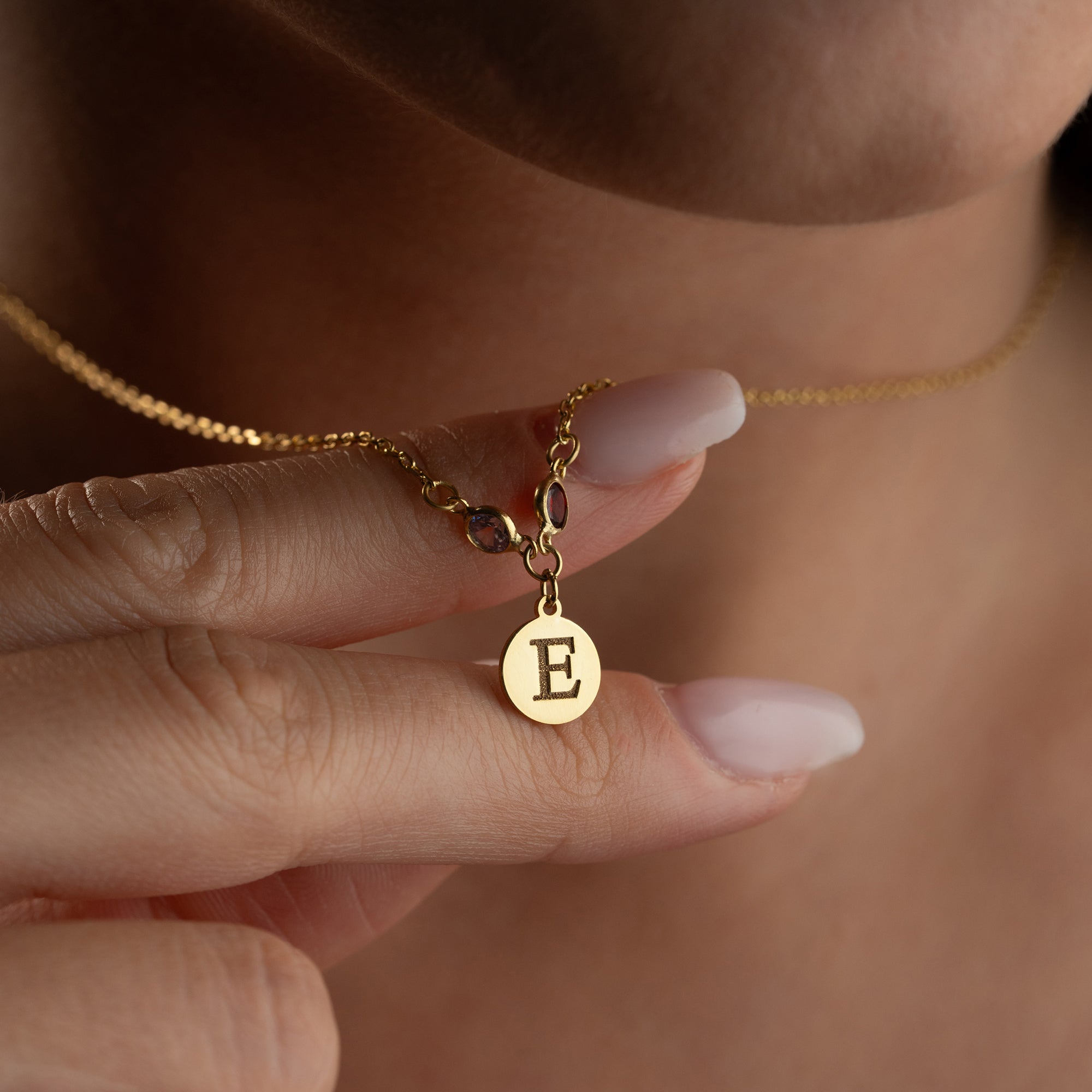 GEBURTSSTEIN PLÄTTCHEN HALSKETTE| 925 SILBER