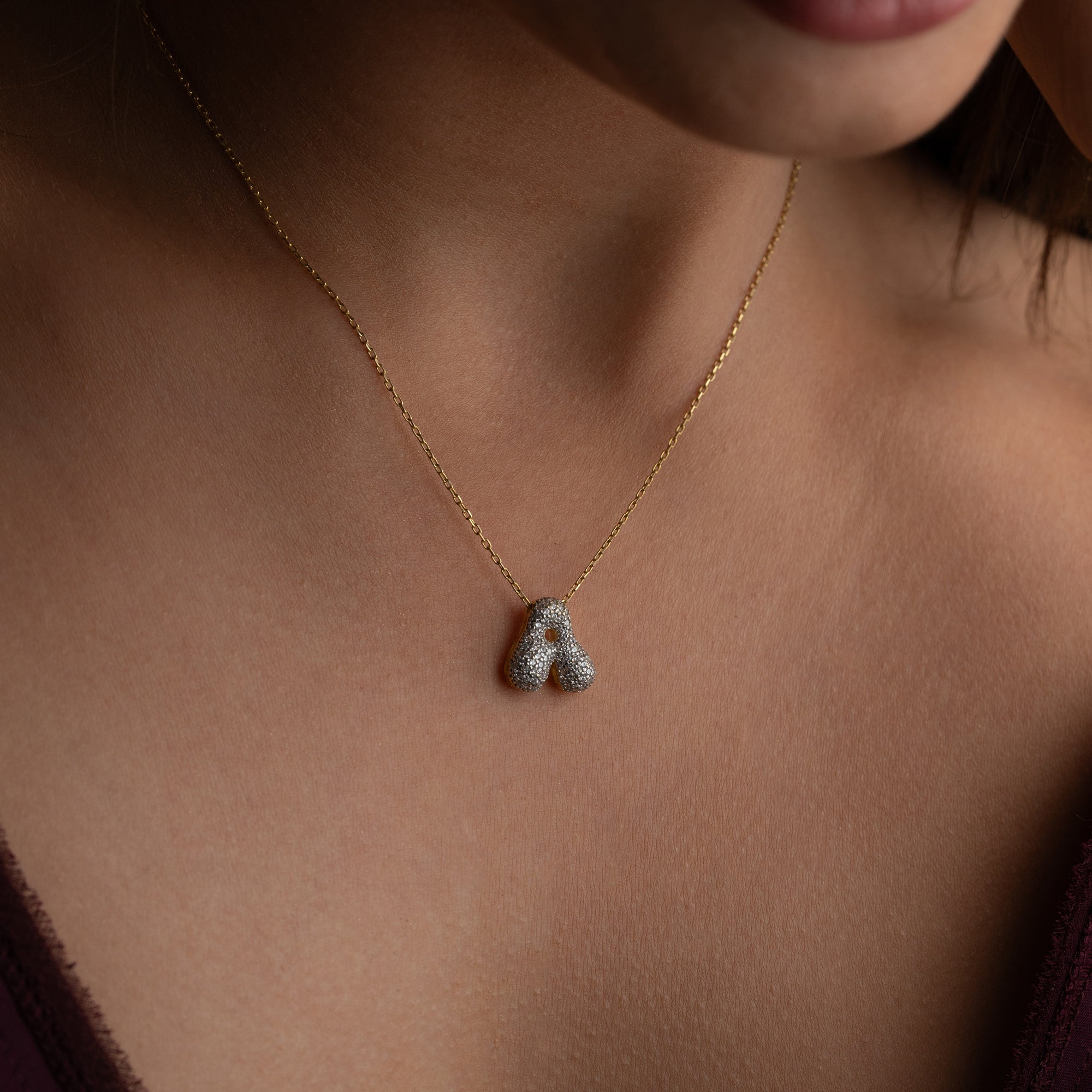 BUBBLE ZIRKONIA BUCHSTABENKETTE| 925 SILBER