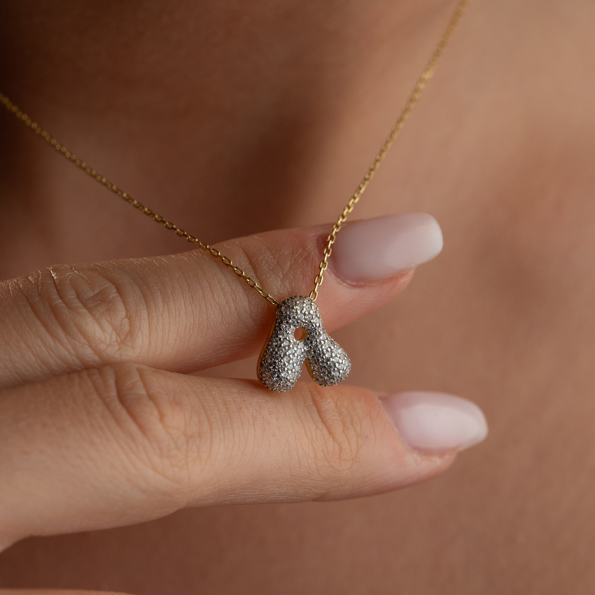 BUBBLE ZIRKONIA BUCHSTABENKETTE| 925 SILBER