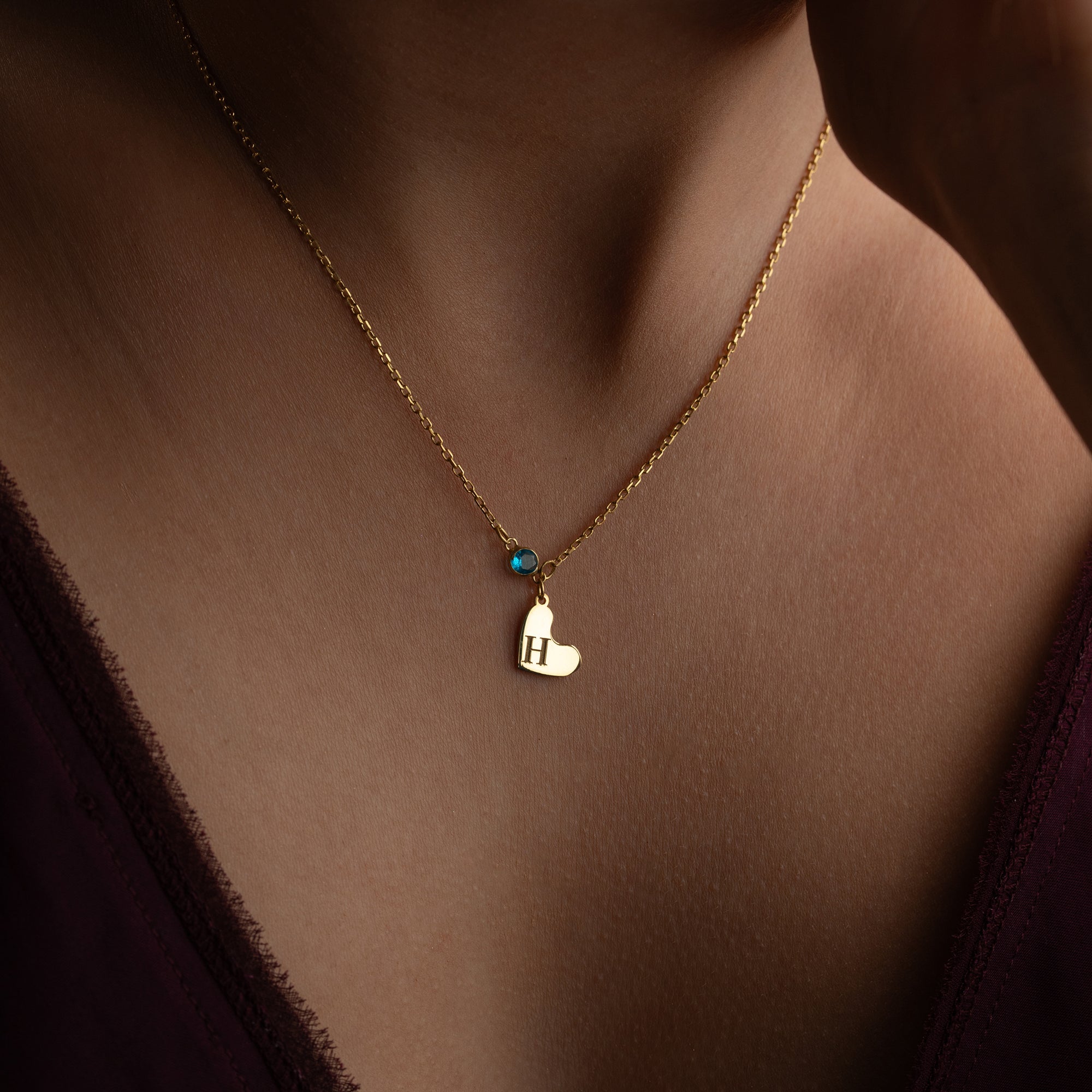 HERZ GEBURTSSTEIN HALSKETTE | 925 SILBER