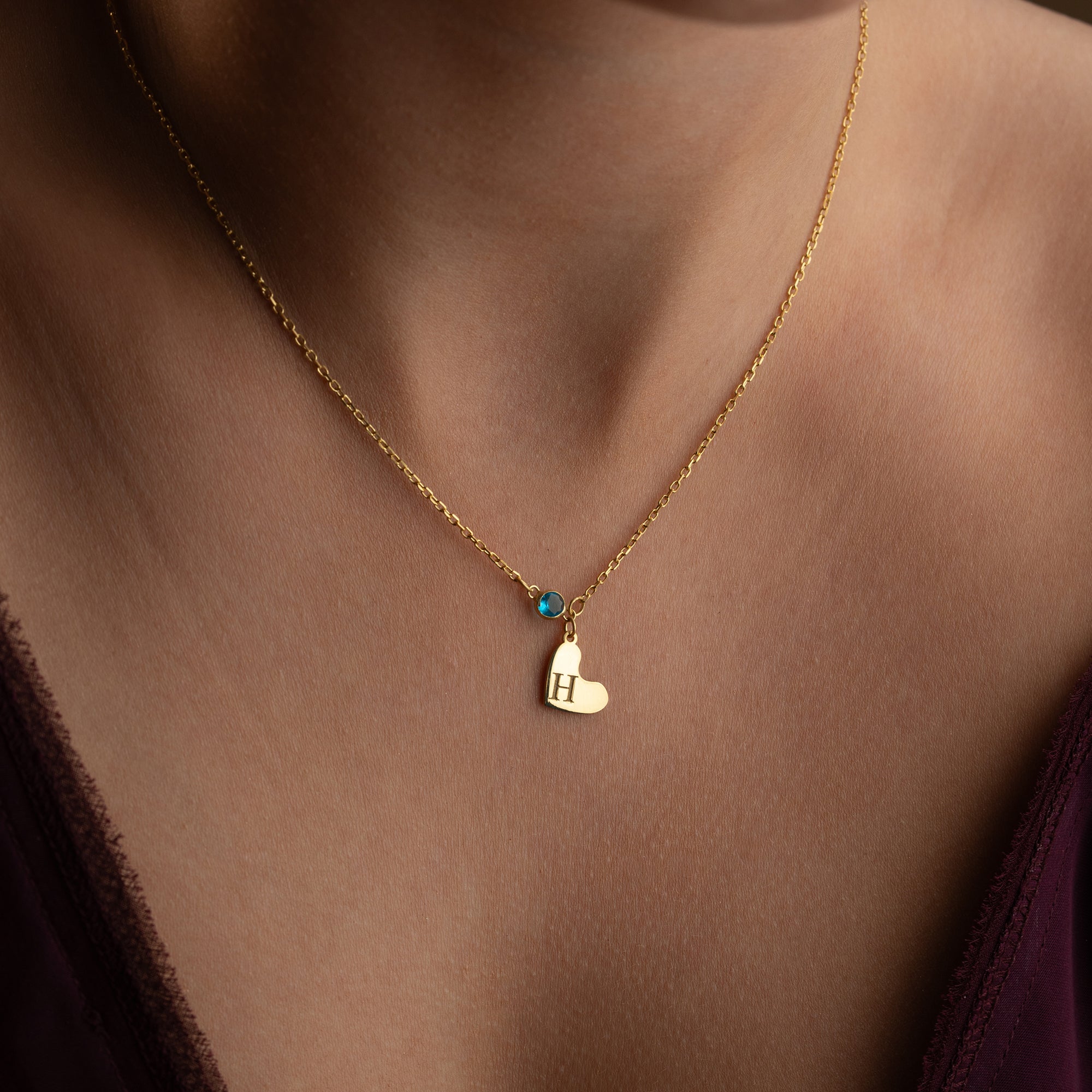 HERZ GEBURTSSTEIN HALSKETTE | 925 SILBER