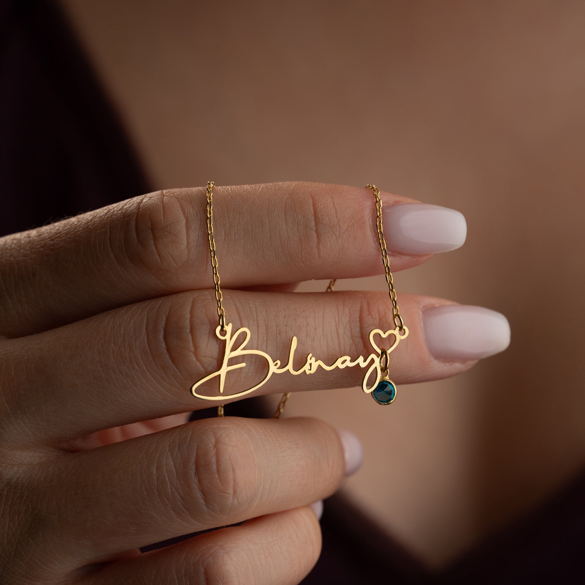 NAMENSKETTE MIT HERZ UND GEBURTSSTEIN| 925 SILBER