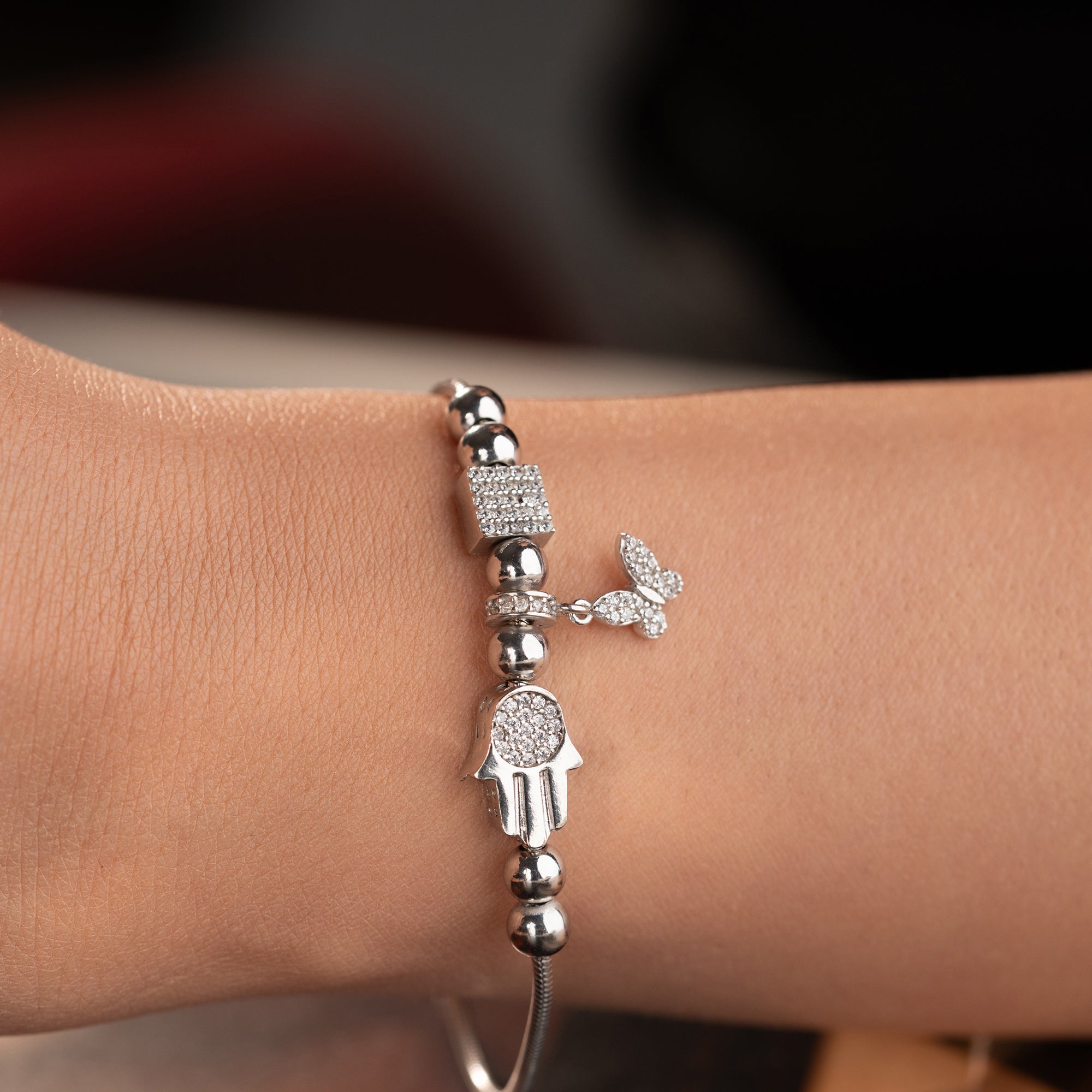 SCHMETTERLINGS-DANGLE-CHARM ARMKETTE | 925 SILBER
