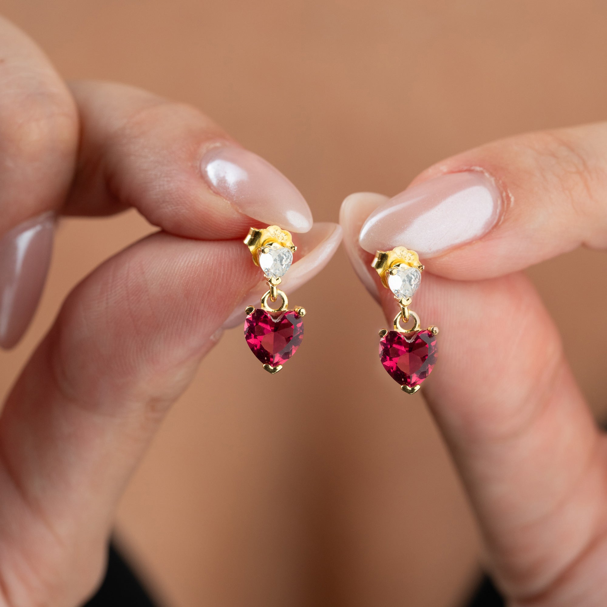 MINI RED HEART OHRRINGE | 925 SILBER