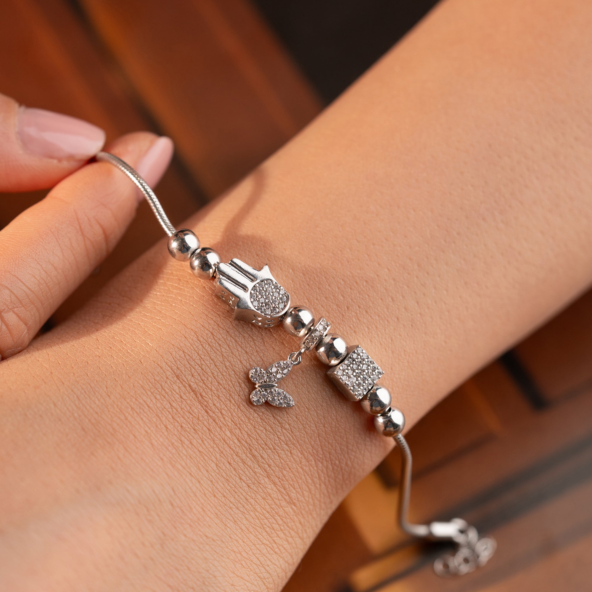 SCHMETTERLINGS-DANGLE-CHARM ARMKETTE | 925 SILBER