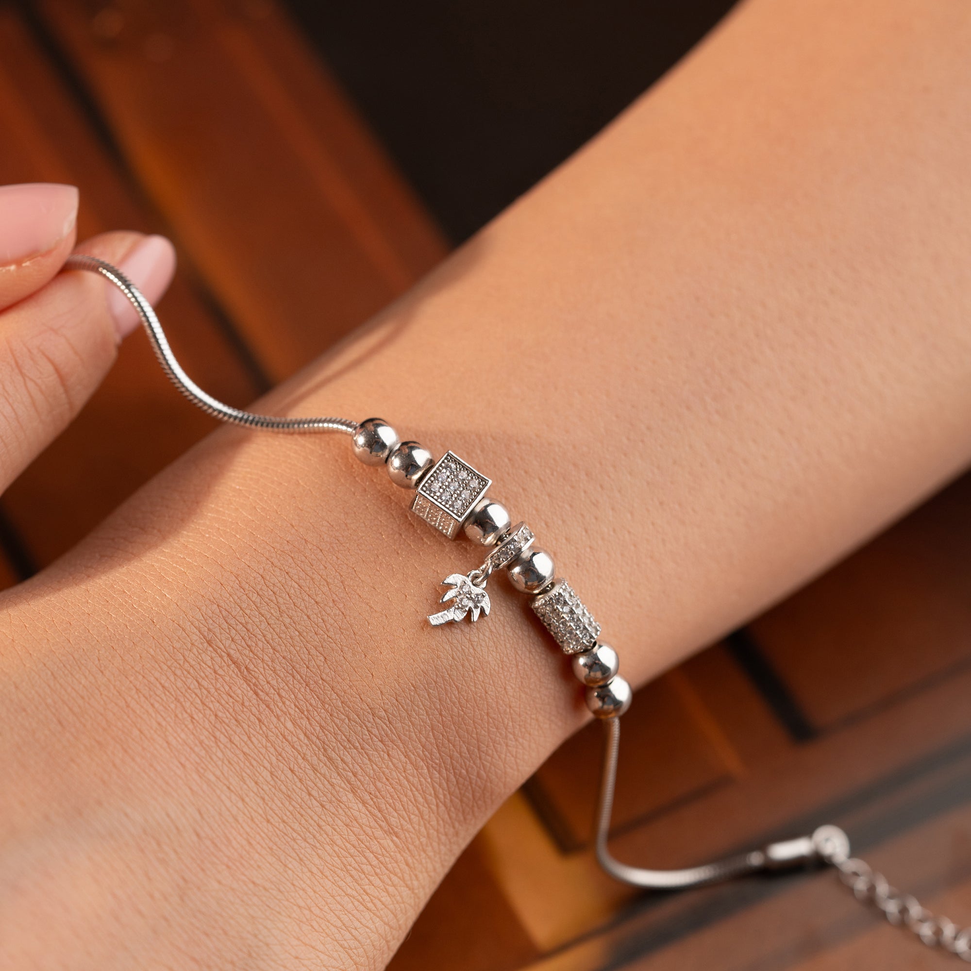 PALMEN-DANGLE-CHARM ARMKETTE | 925 SILBER