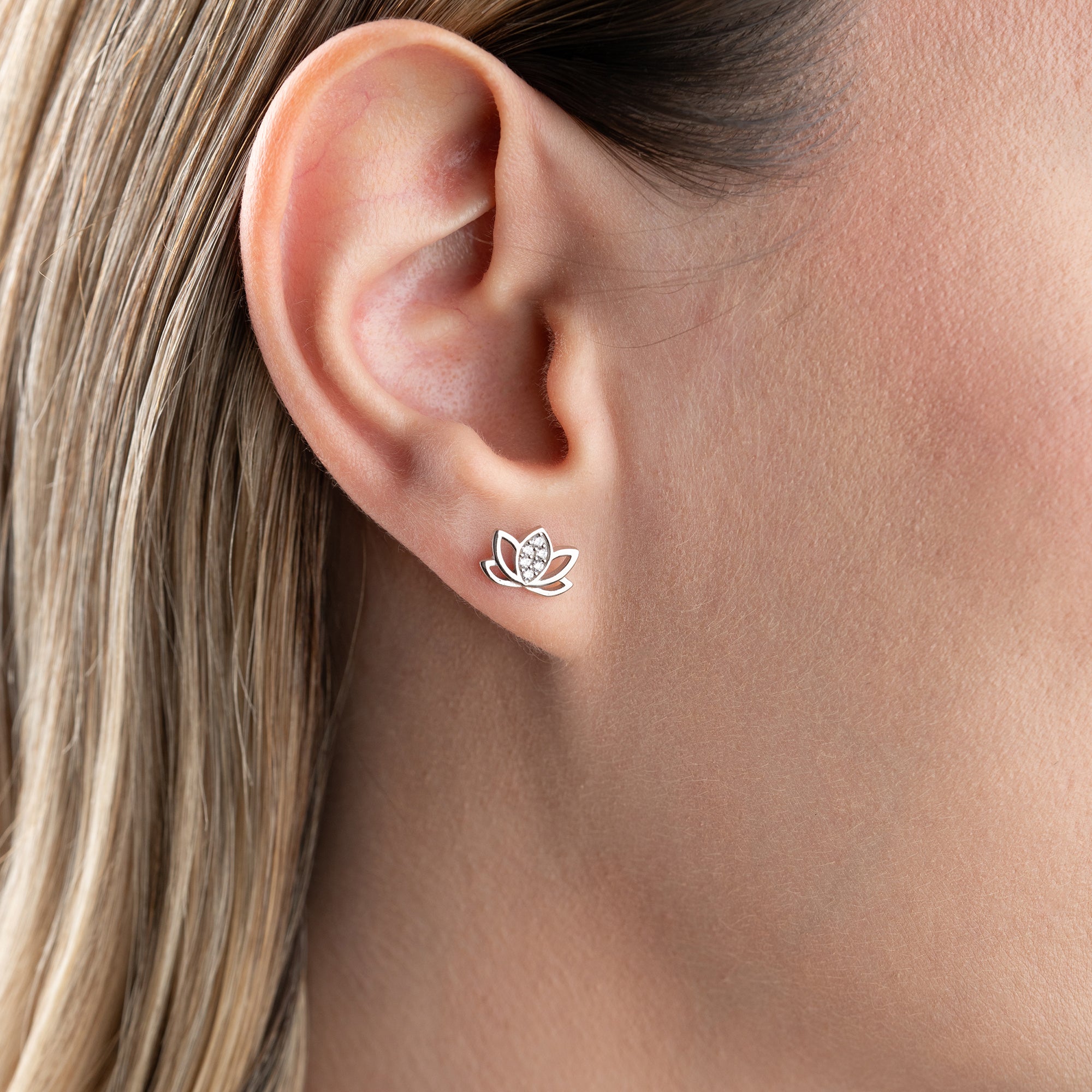 LOTUS  MIT STEINEN OHRRINGE | 925 SILBER