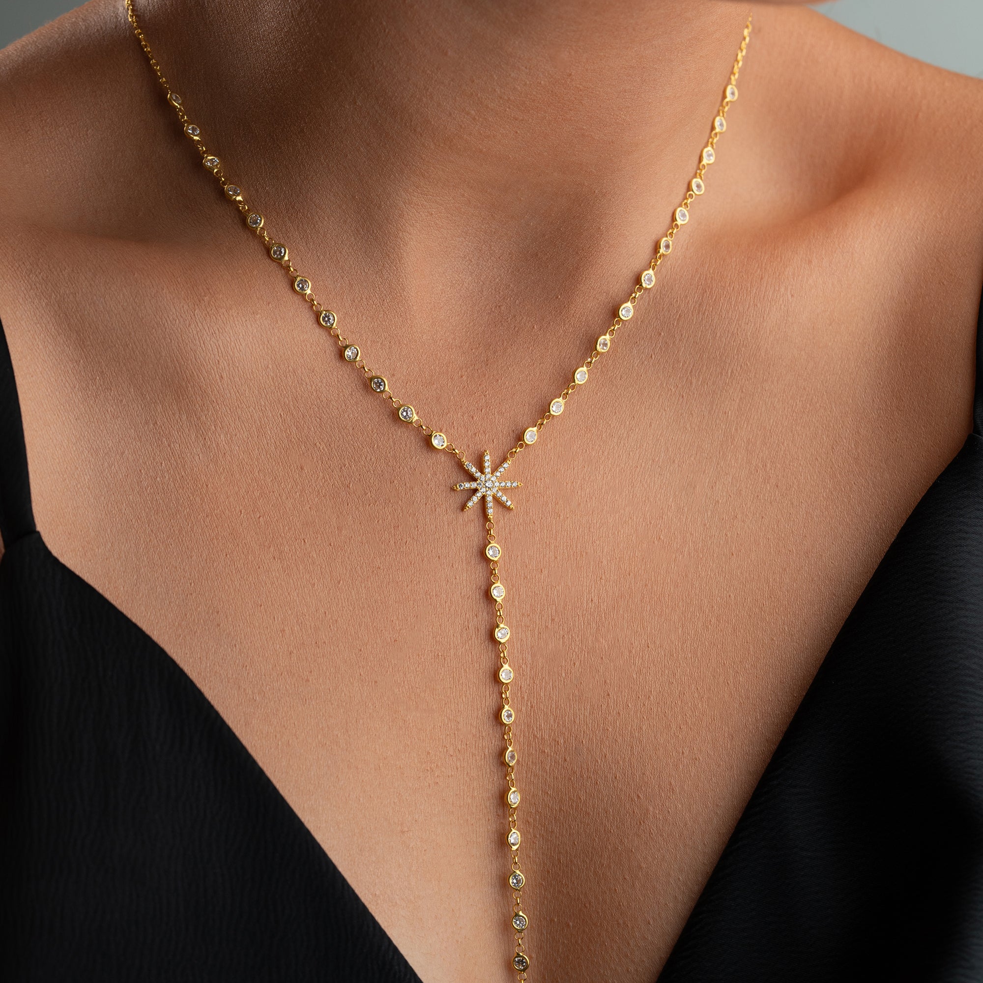 Y- ZIRKONIA NORDSTERN HALSKETTE | 925 SILBER