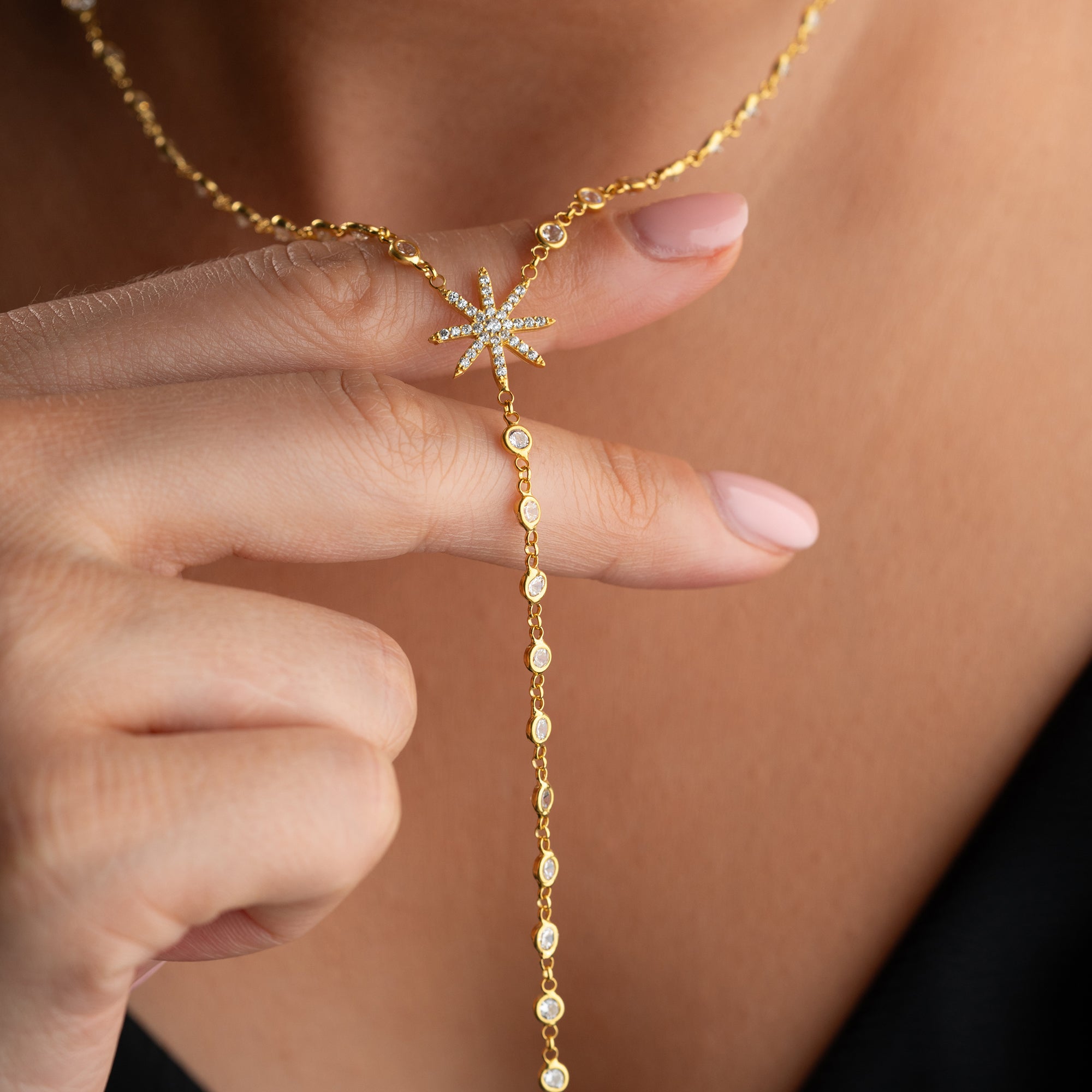 Y- ZIRKONIA NORDSTERN HALSKETTE | 925 SILBER