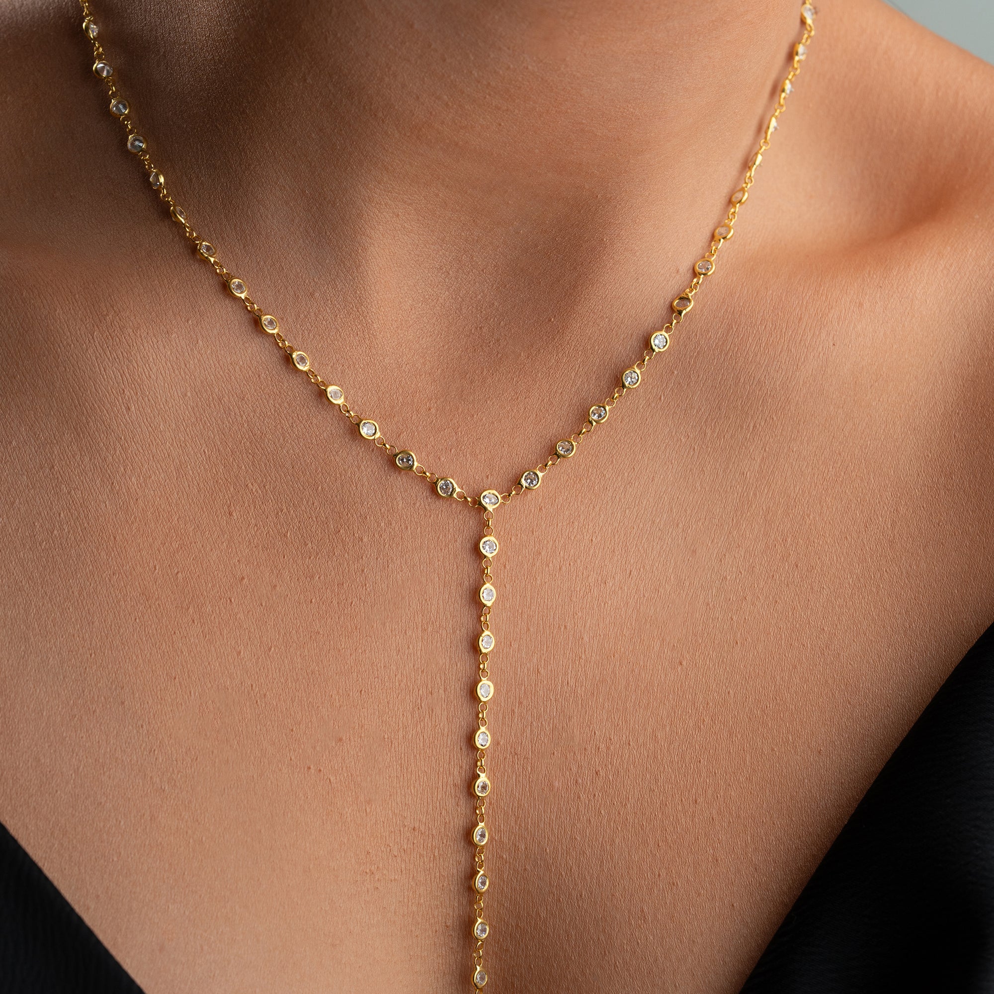 Y-MIT ZIRKONIA STEINEN HALSKETTE | 925 SILBER