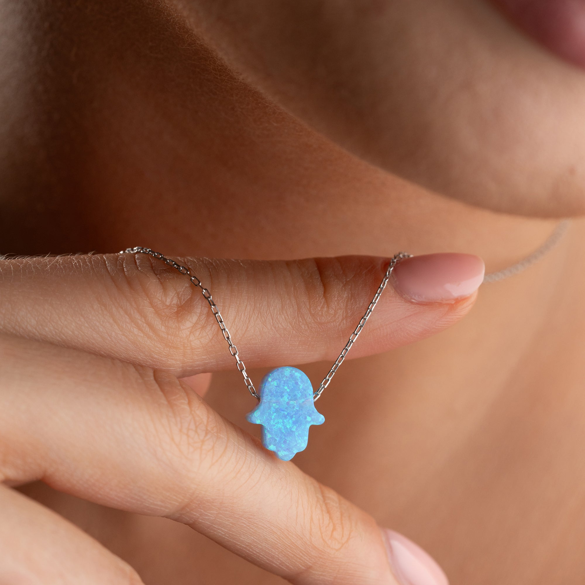HAMSA OPAL HALSKETTE | 925 SILBER