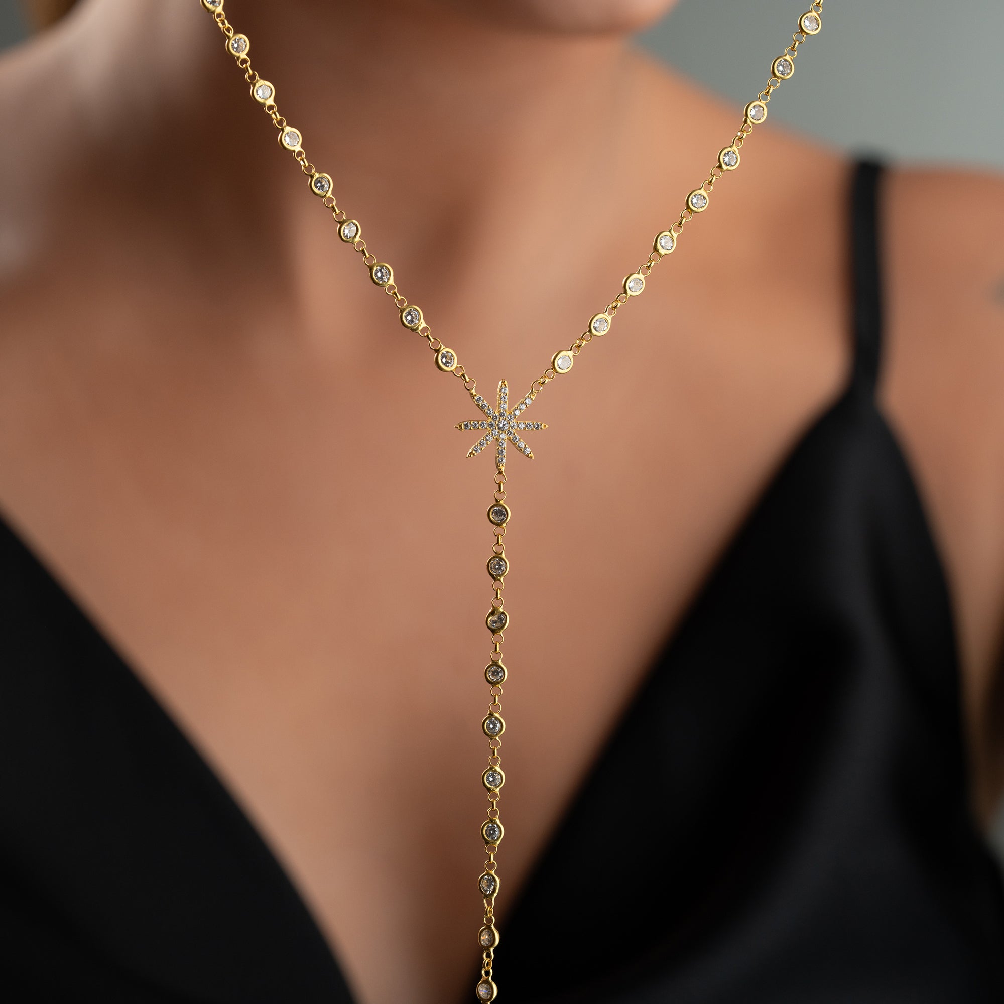 Y- ZIRKONIA NORDSTERN HALSKETTE | 925 SILBER