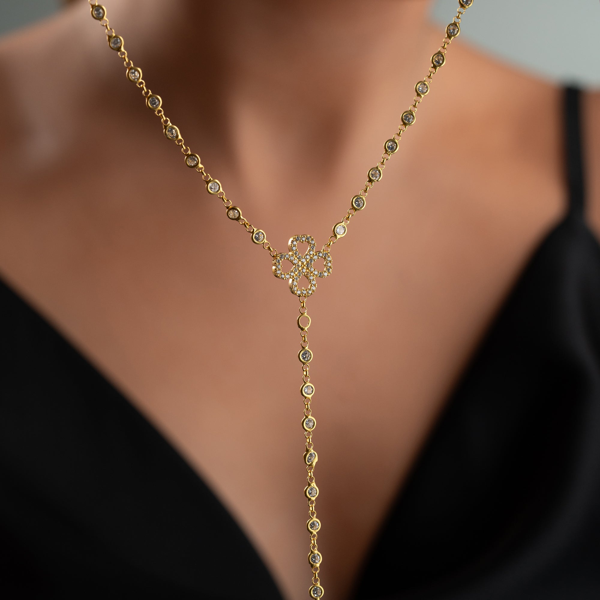 Y-ZIRKONIA KLEEBLATT HALSKETTE | 925 SILBER