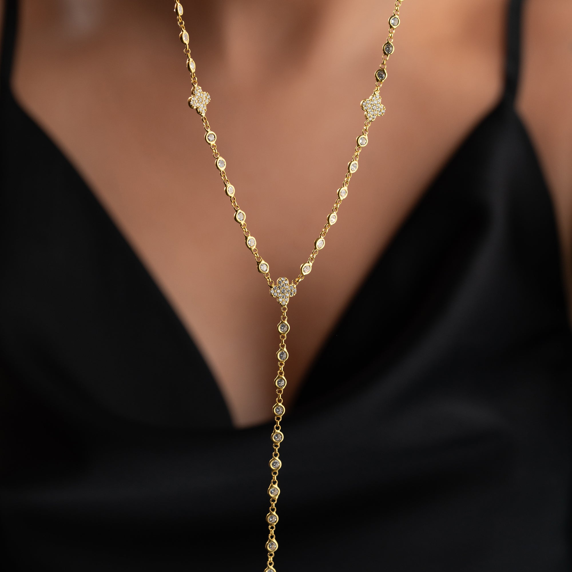 Y-ZIRKONIA KLEEBLATT HALSKETTE | 925 SILBER