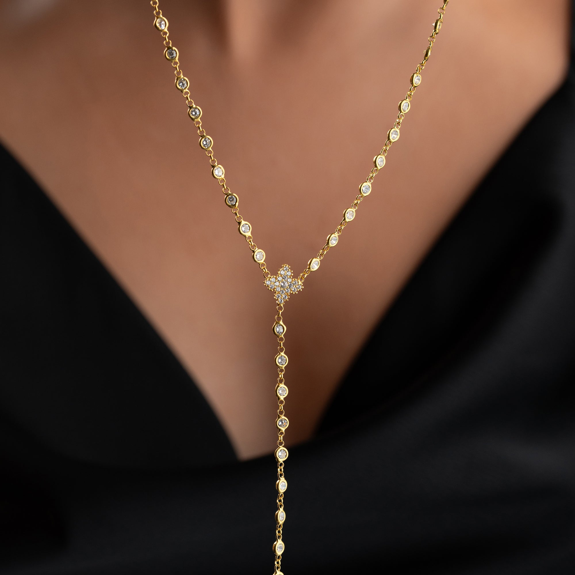 Y-MIT BLUMENANHÄNGER HALSKETTE | 925 SILBER