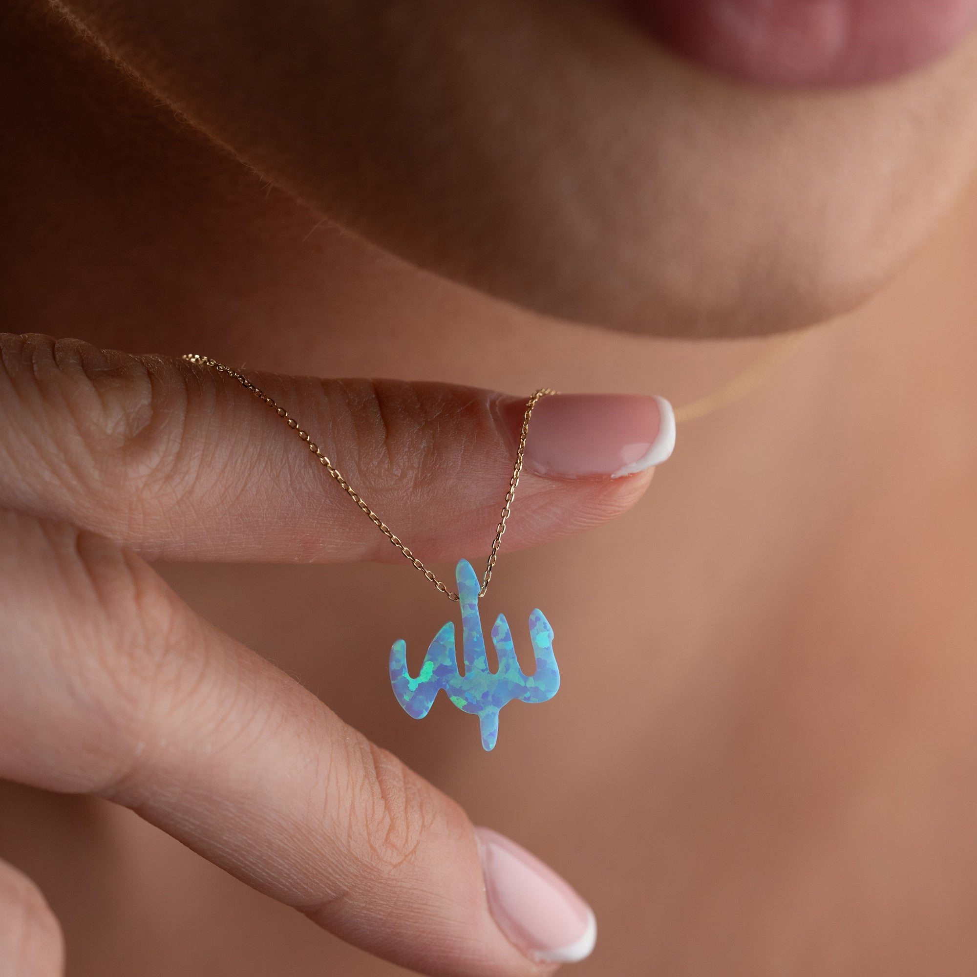 OPALSTEIN-ALLAH-SCHRIFT-HALSKETTE