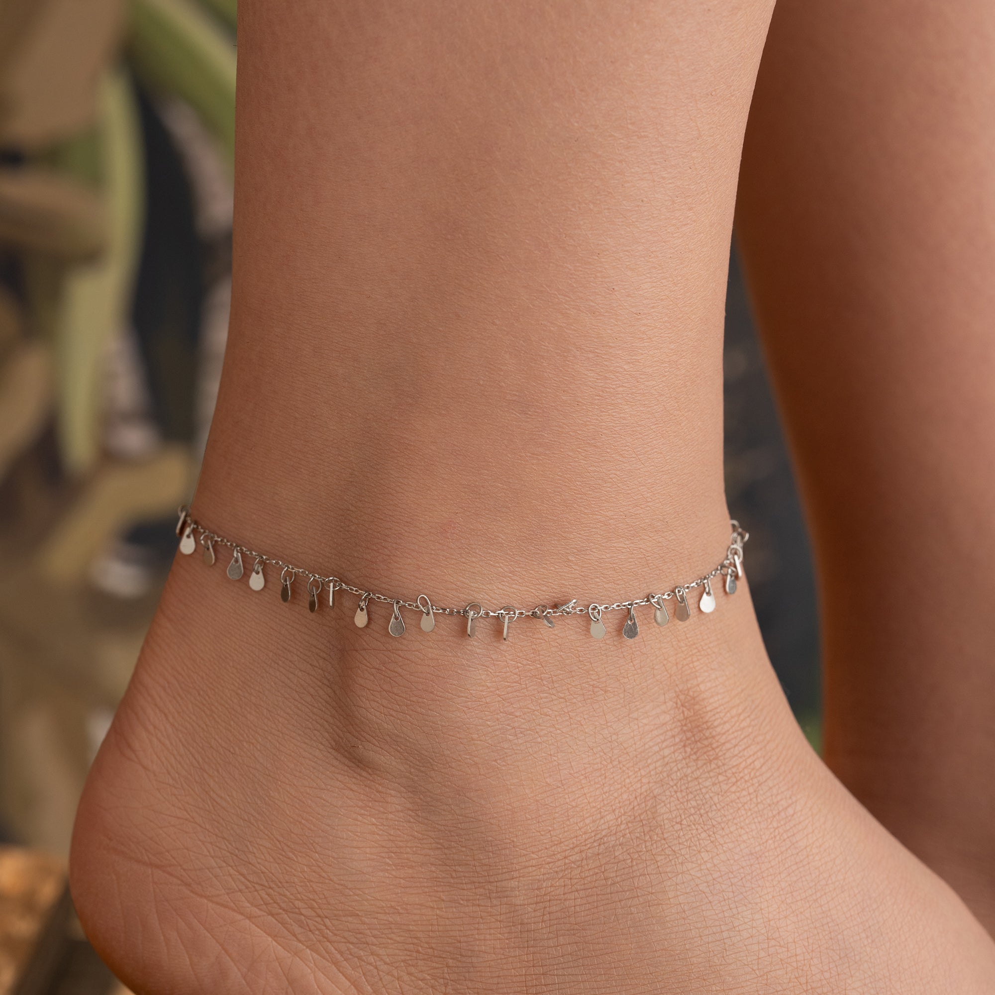MINI-PAILLETTEN FUSSKETTE | 925 SILBER