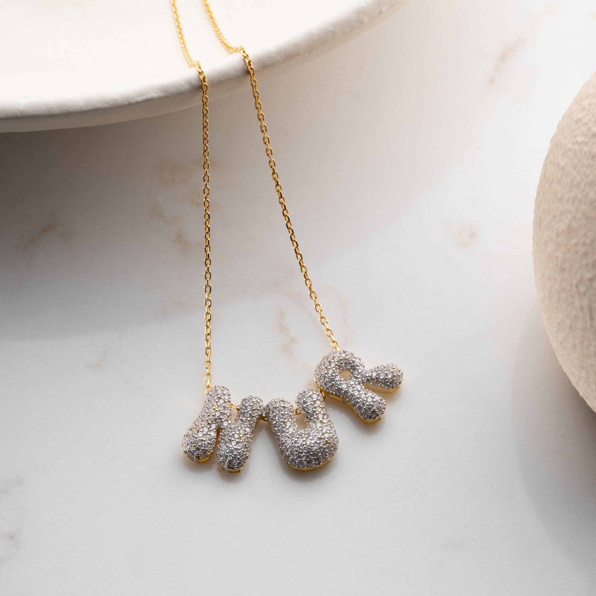 Bubble Zirconia Name Necklace | 925 Silver 
