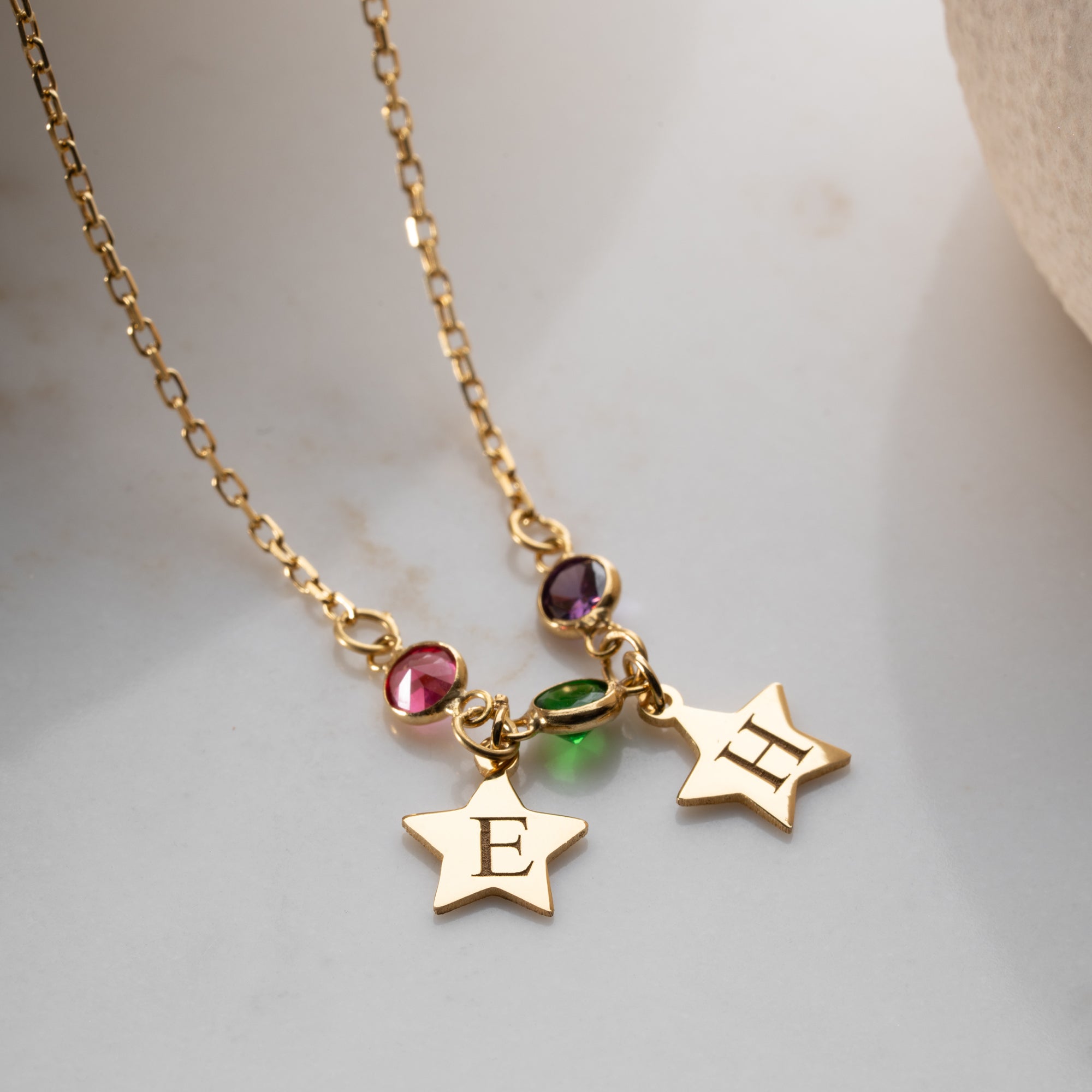 DUO STERN GEBURTSSTEIN HALSKETTE | 925 SILBER