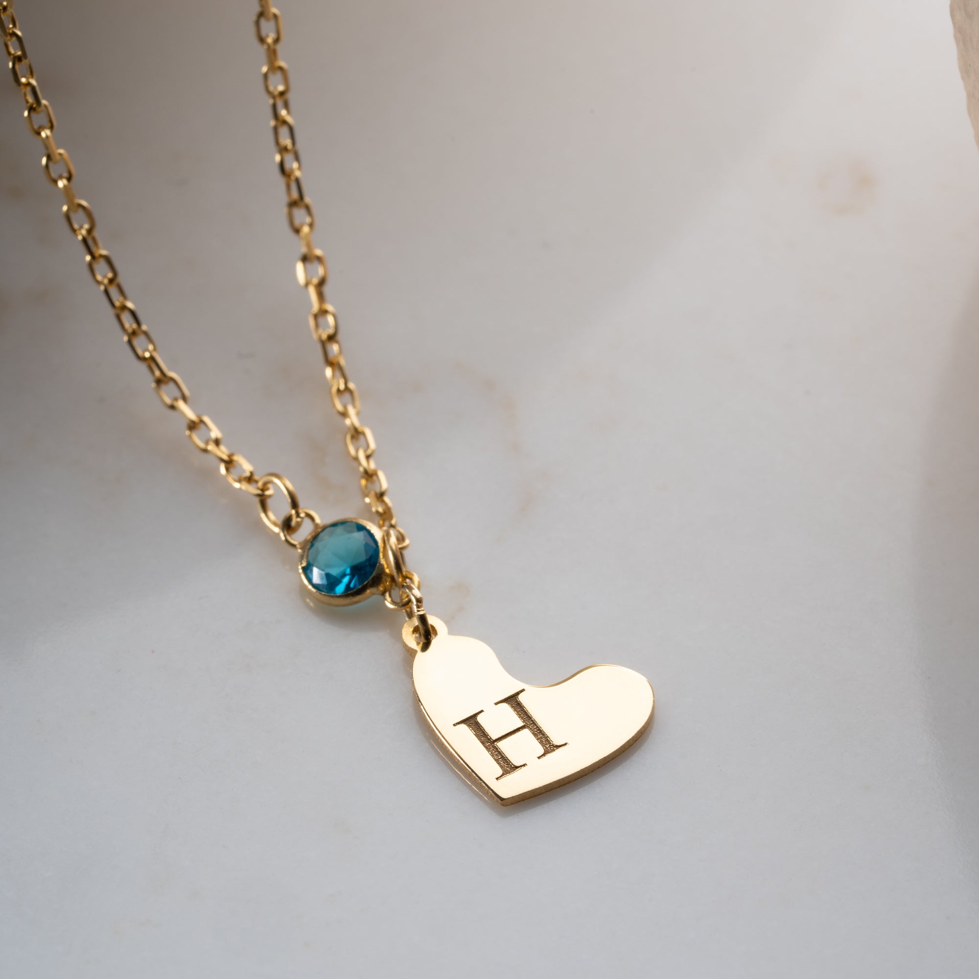 HERZ GEBURTSSTEIN HALSKETTE | 925 SILBER