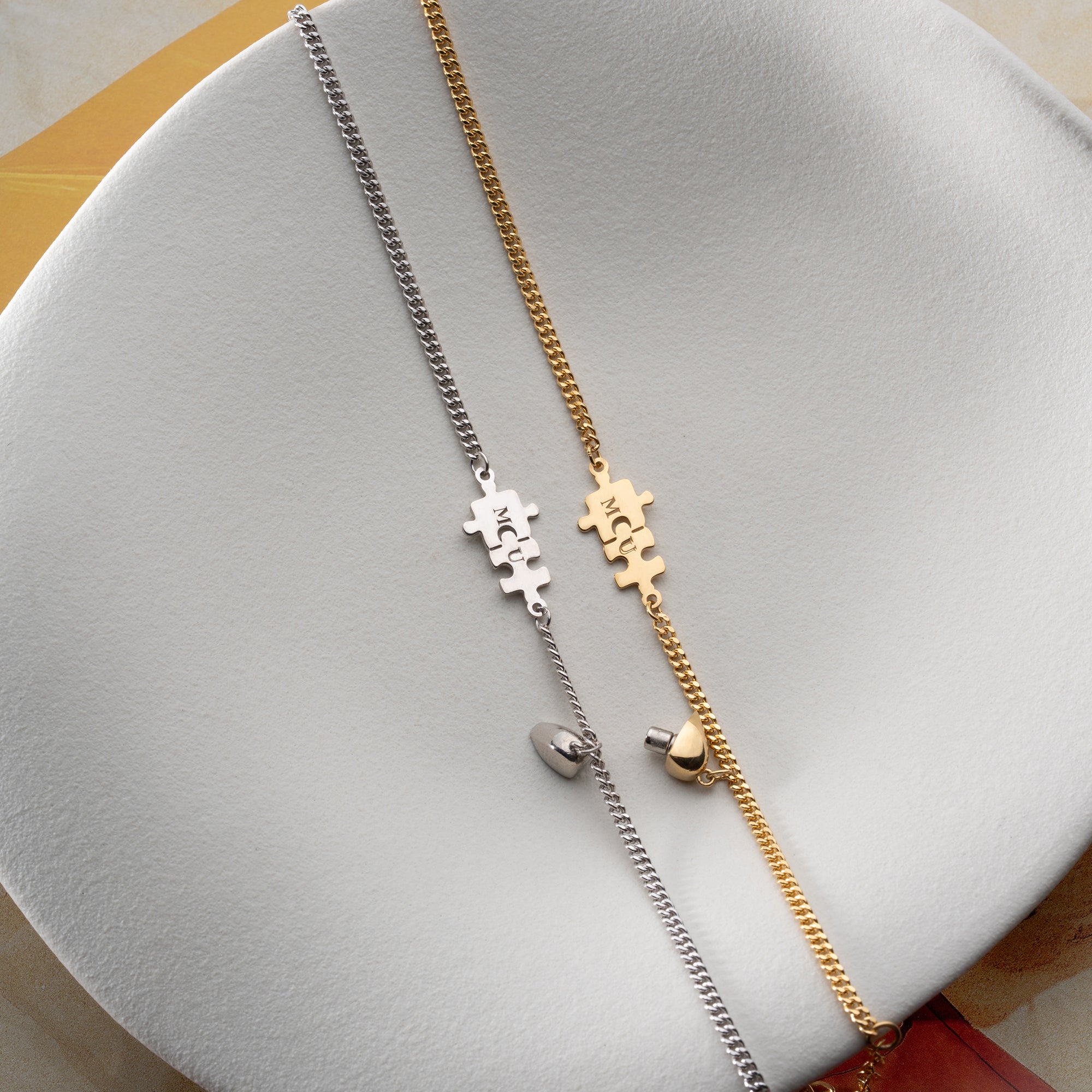 PUZZLE HERZ PARTNERARMBAND | 925 SILBER