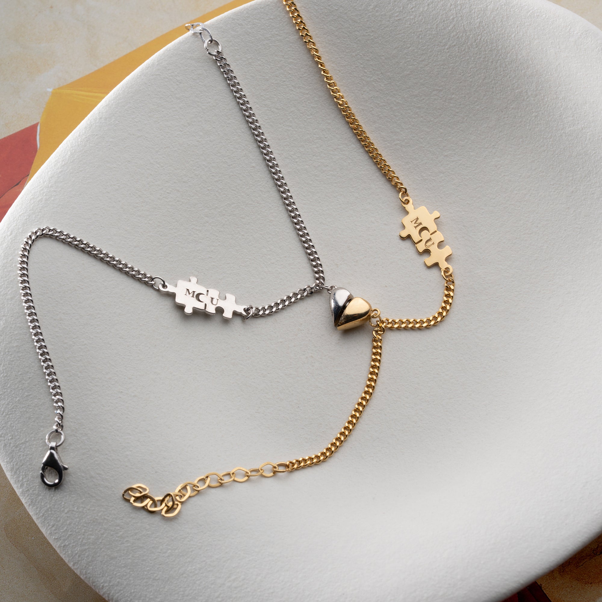 PUZZLE HERZ PARTNERARMBAND | 925 SILBER