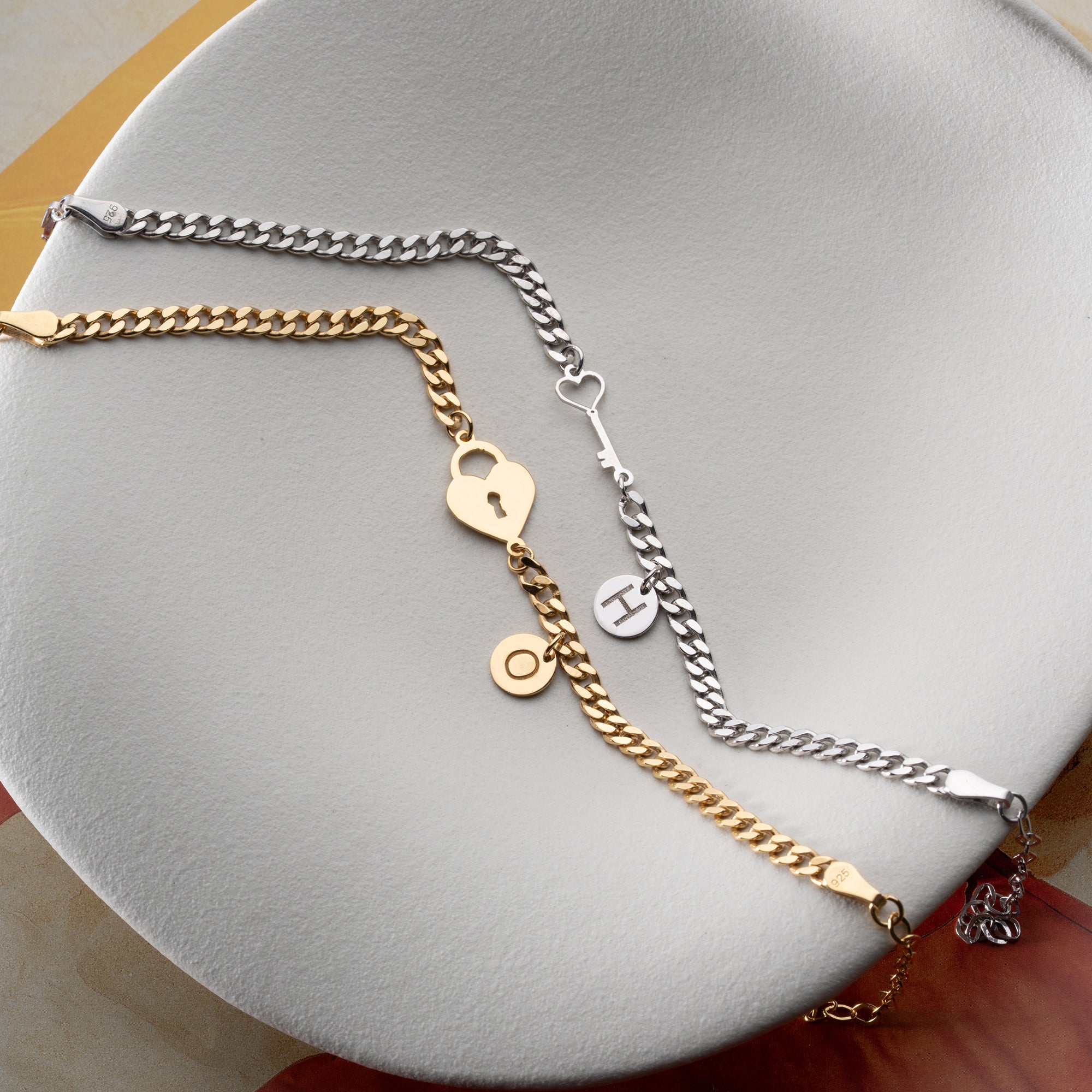 SCHLOSS BUCHSTABEN PARTNERARMBAND | 925 SILBER